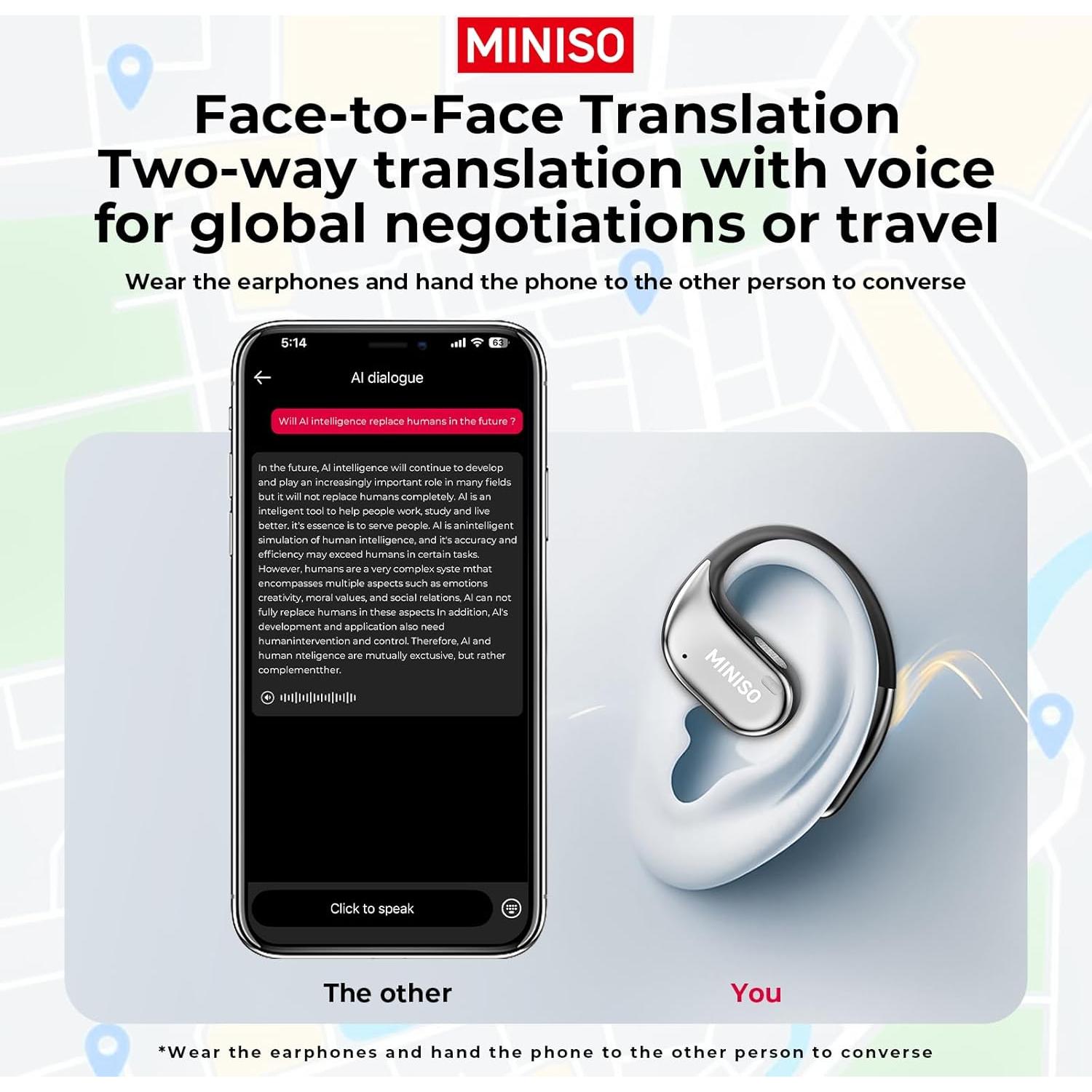 Auriculares de Traducción AI MINISO MS152 Bluetooth Inalámbricos