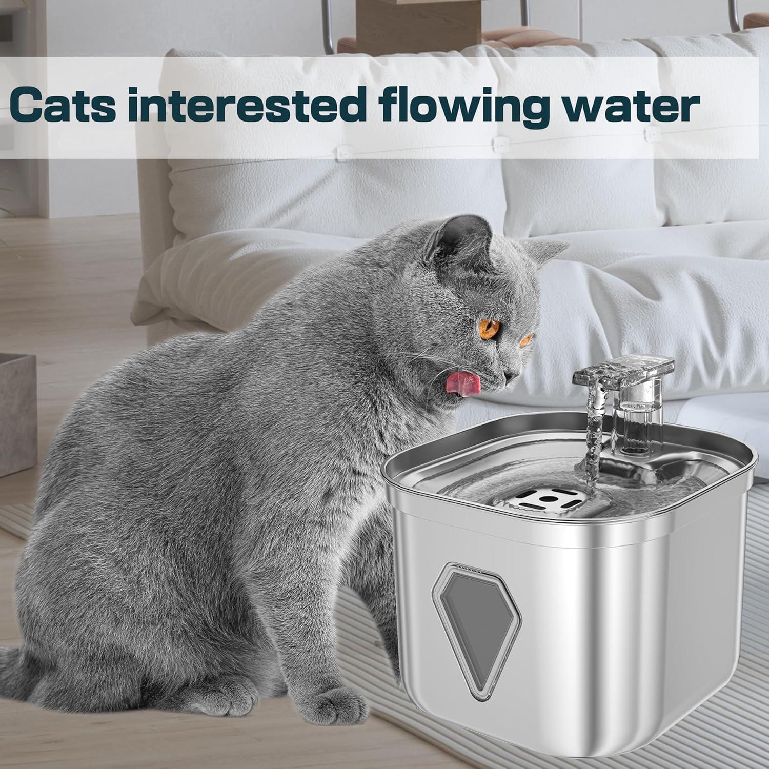 Fuente de Agua para Gatos Homtyler 2.2L Acero Inoxidable