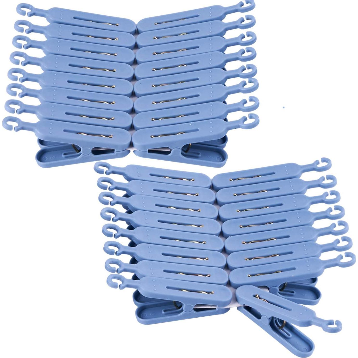 Percha Plegable Foshine Azul con 32 Clips para Secado