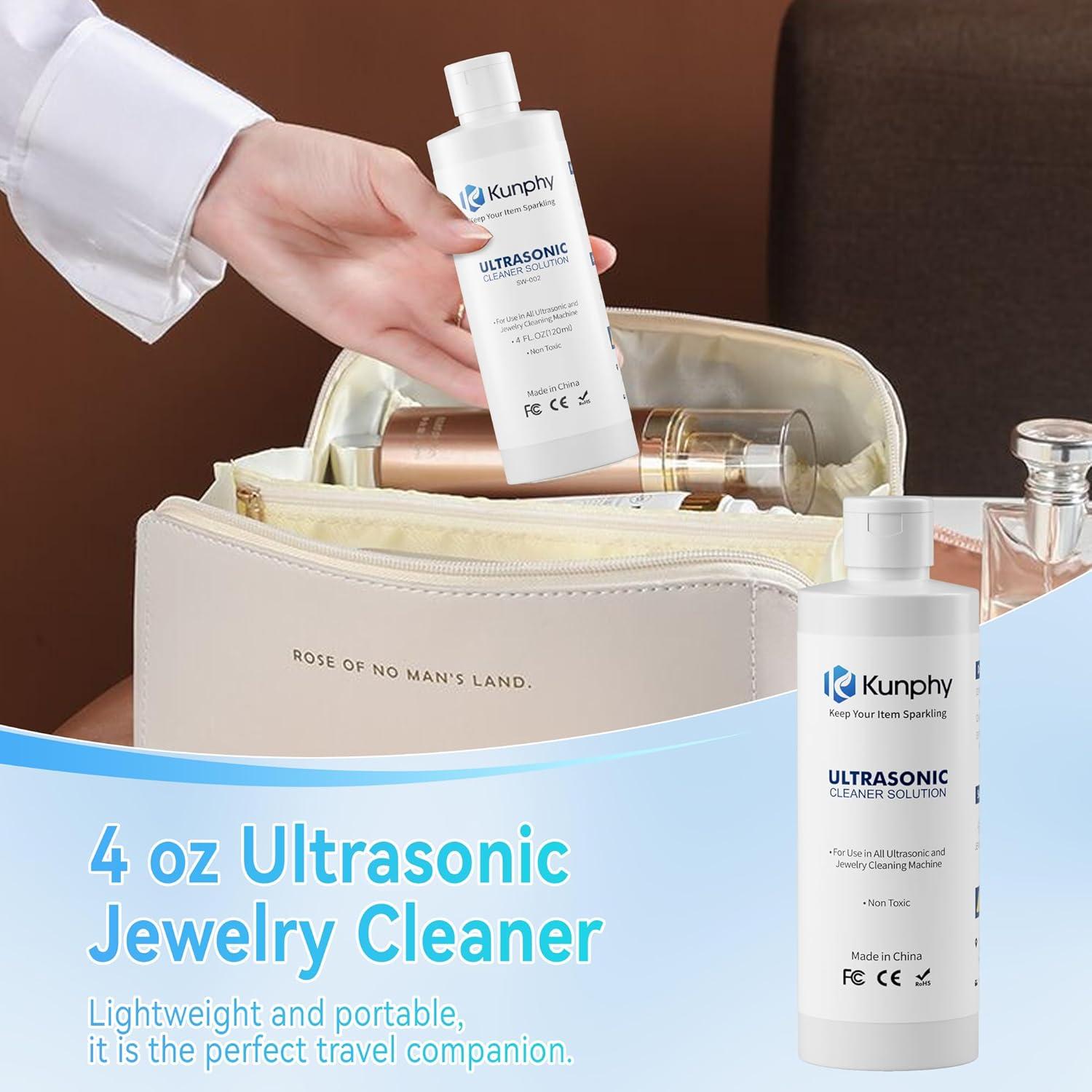 Limpiador de Joyas KUNPHY 120ml - Solución Ultrasónica Oro y Plata