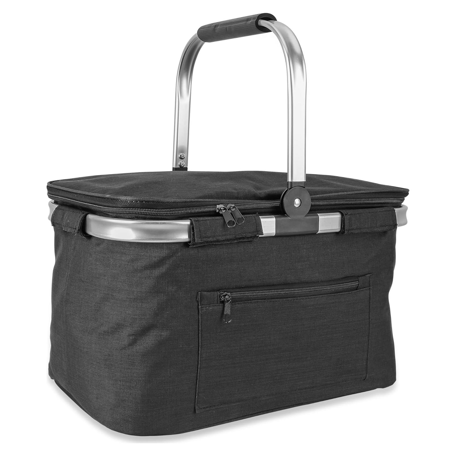 Cesta de Picnic Aislada MEKOTRIN 43x28x25 cm Plegable Negra