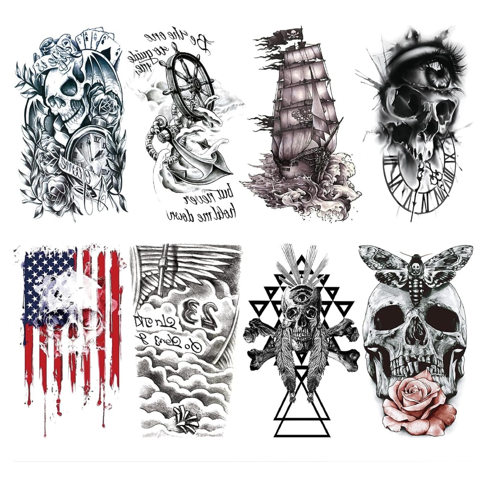 Tatuaje Temporal Pirata Realista Briyhose - 8 Hojas 21x14.8cm