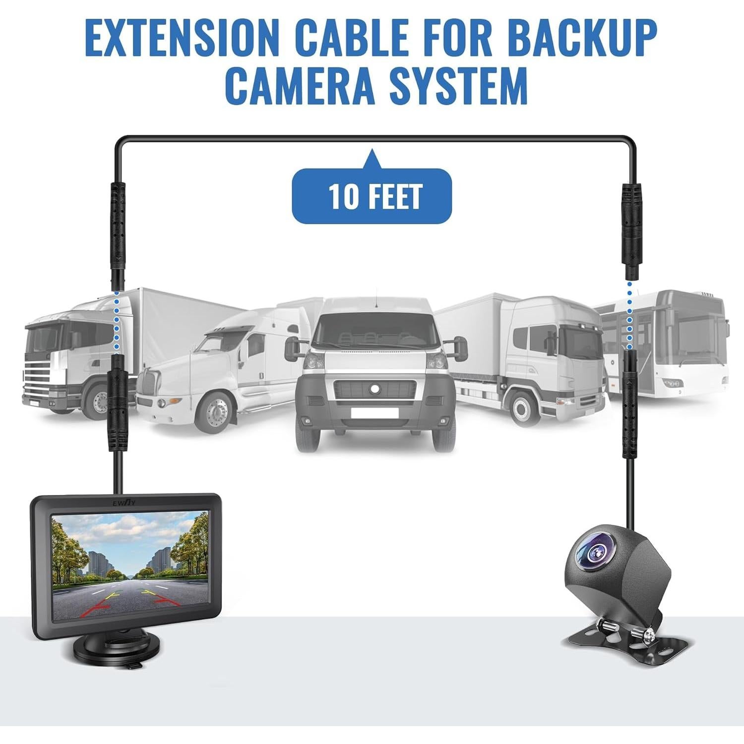 EWAY Cable de Extensión 4 Pines 10FT (3M) para Dash Cam