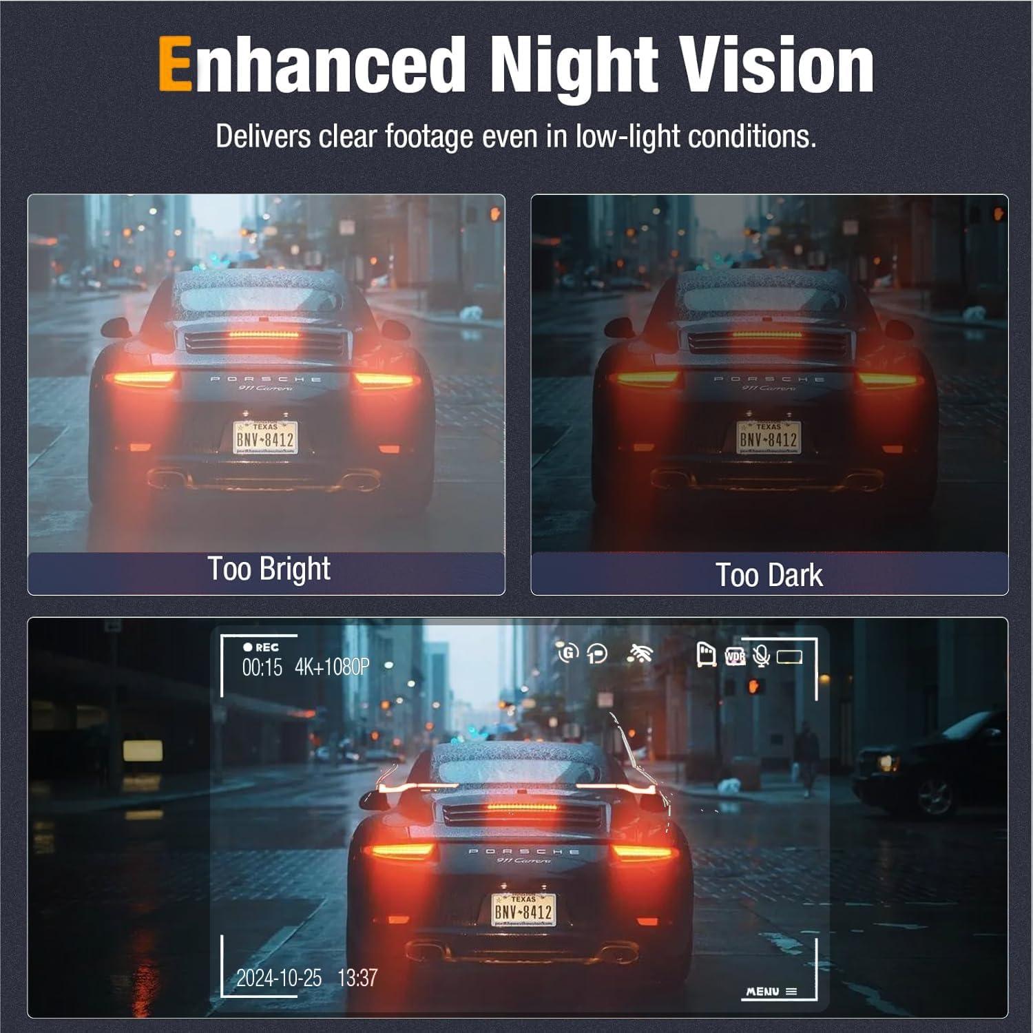 Cámara Dash 4K Qulokar con WiFi y Tarjeta 64GB