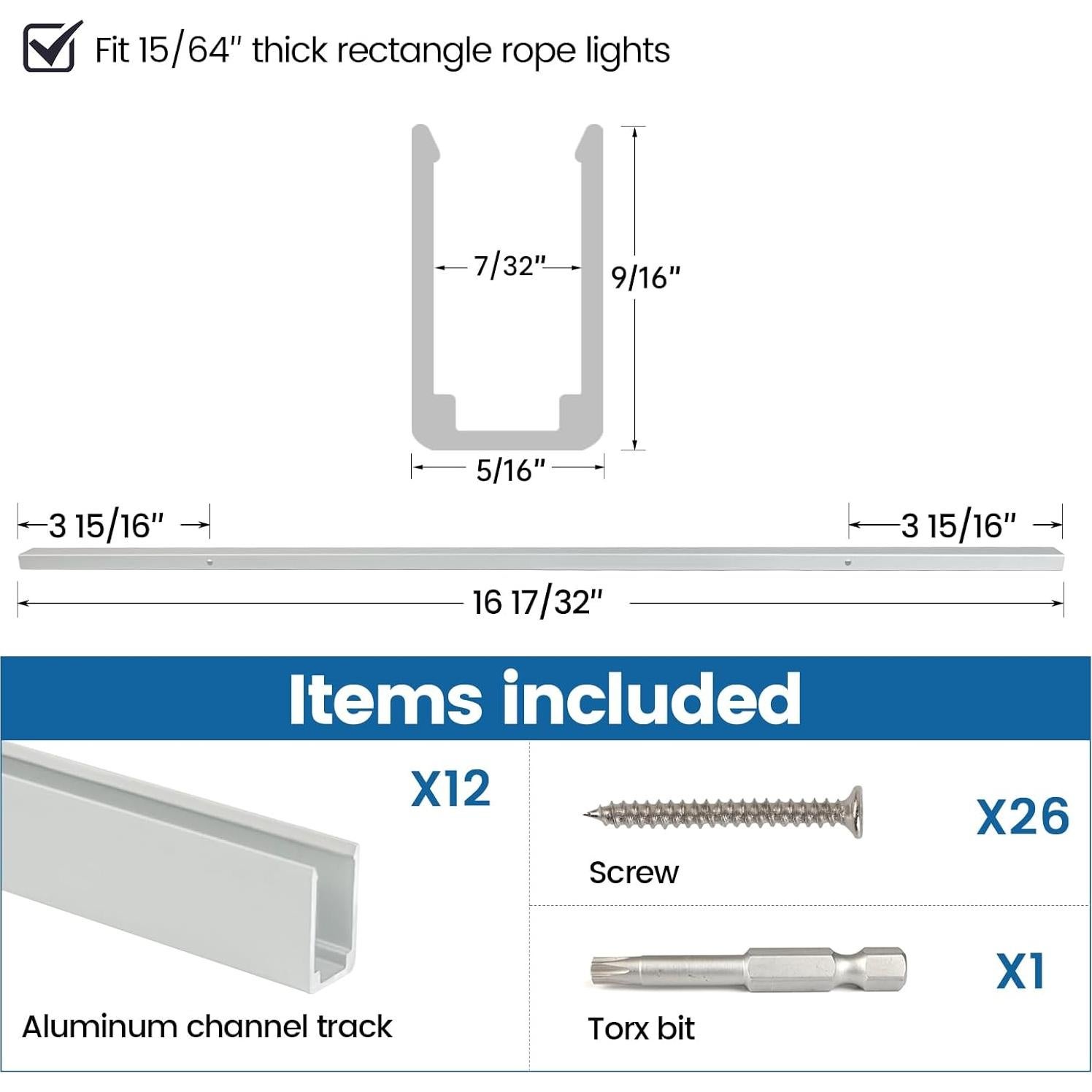 Canal de Luces de Cuerda Muzata U122 Aluminio 12Pack 6mm