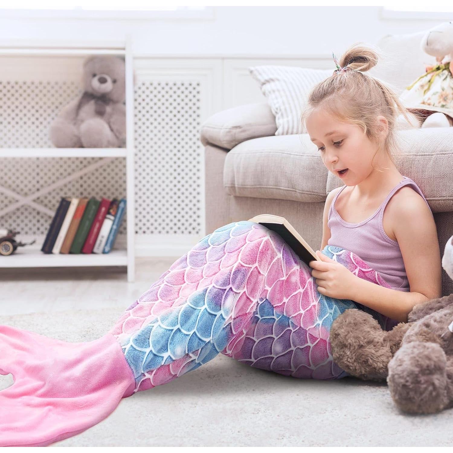 Manta de Cola de Sirena WERNNSAI 110x40 cm Brilla en la Oscuridad