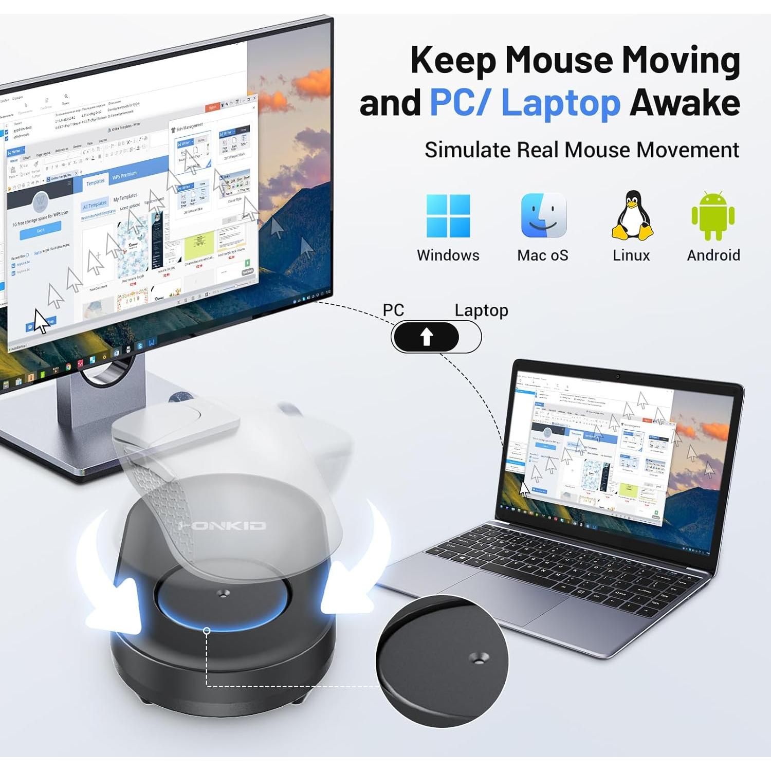 Mover de Ratón Indetectable HONKID USB Ultra Silencioso