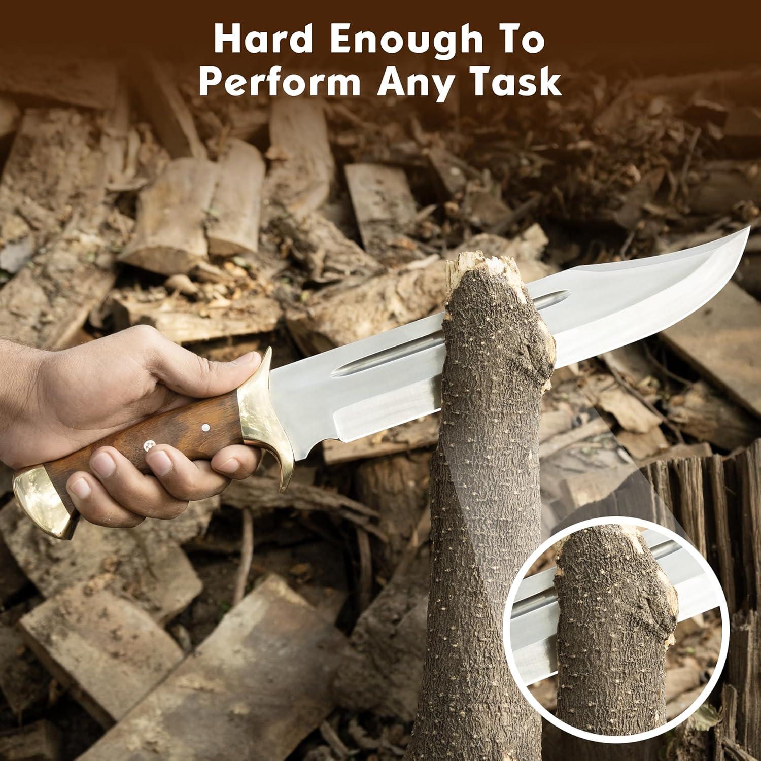 Cuchillo Bowie Grande WARIVO 45.72 cm Acero D2 Hecho a Mano