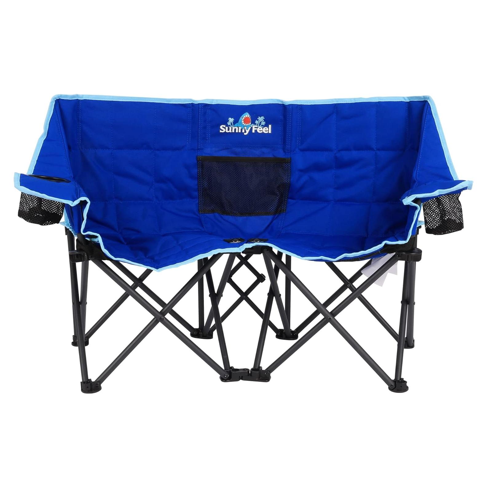 Silla de Camping Doble Plegable SUNNYFEEL Azul para Niños