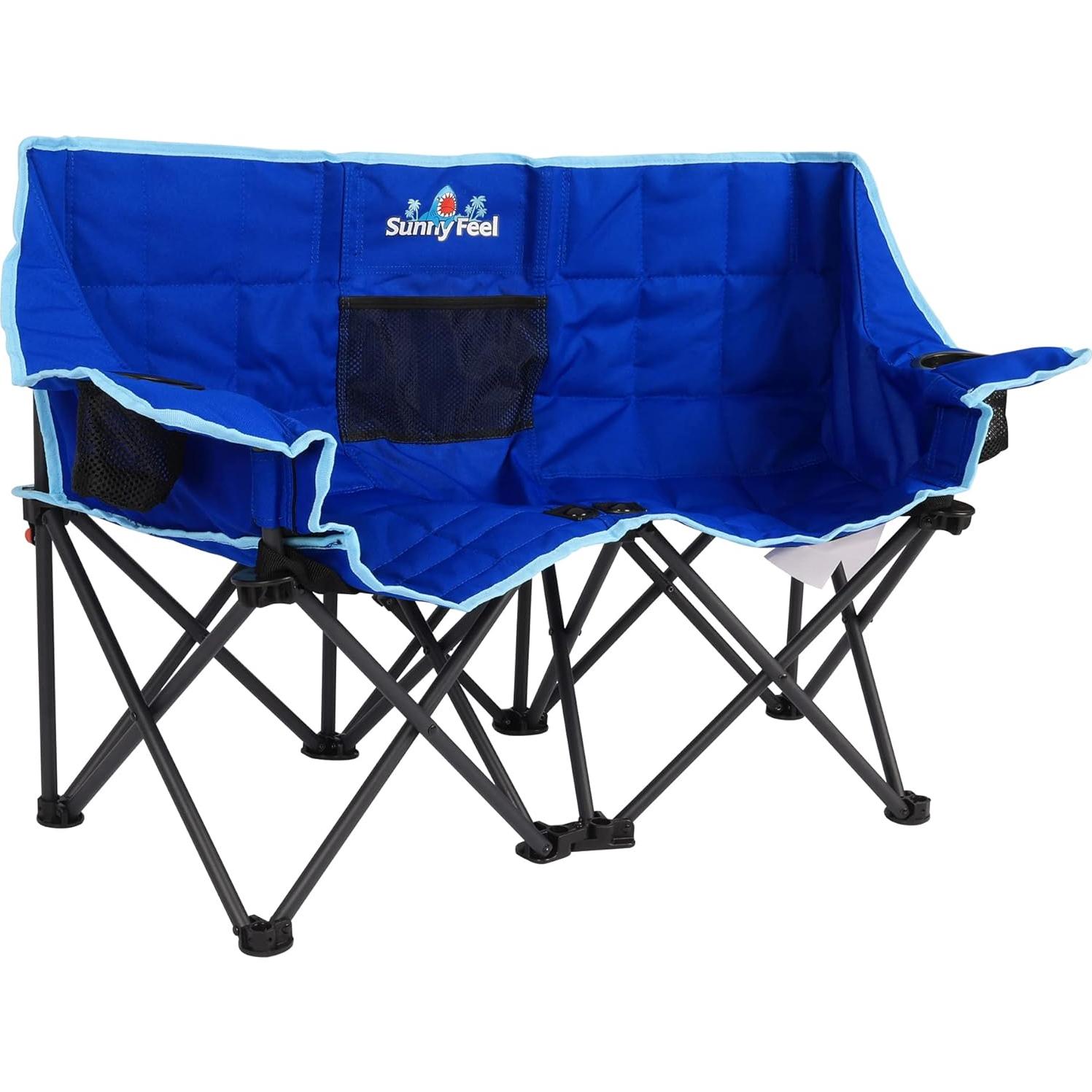 Silla de Camping Doble Plegable SUNNYFEEL Azul para Niños