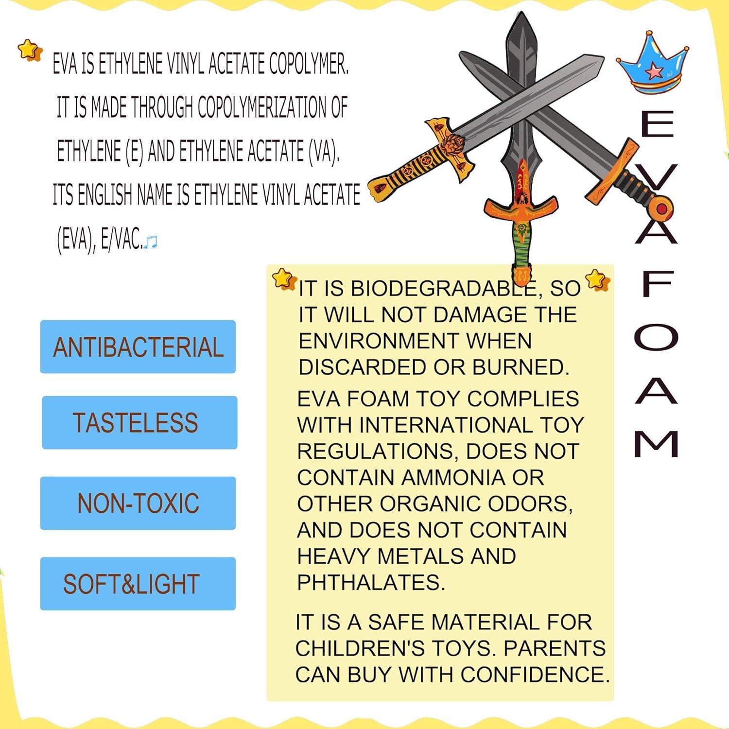 MLcnleS Foam Swords Weapons Toy for Boys - 17 inch Foam Sword Axe Hammer 5 Pack Set - Kids Ninja Toy Pretend Playset for Boys & Girls Present