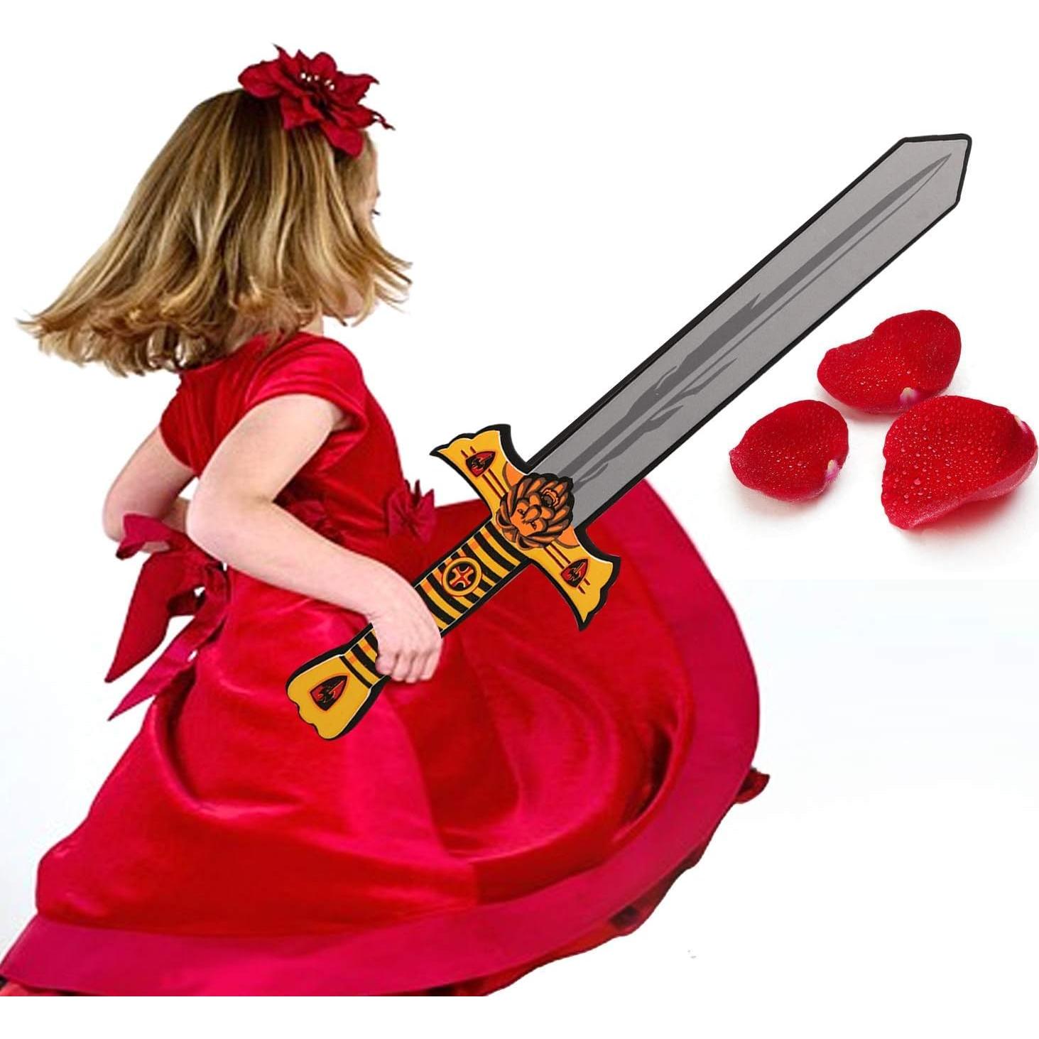 MLcnleS Foam Swords Weapons Toy for Boys - 17 inch Foam Sword Axe Hammer 5 Pack Set - Kids Ninja Toy Pretend Playset for Boys & Girls Present