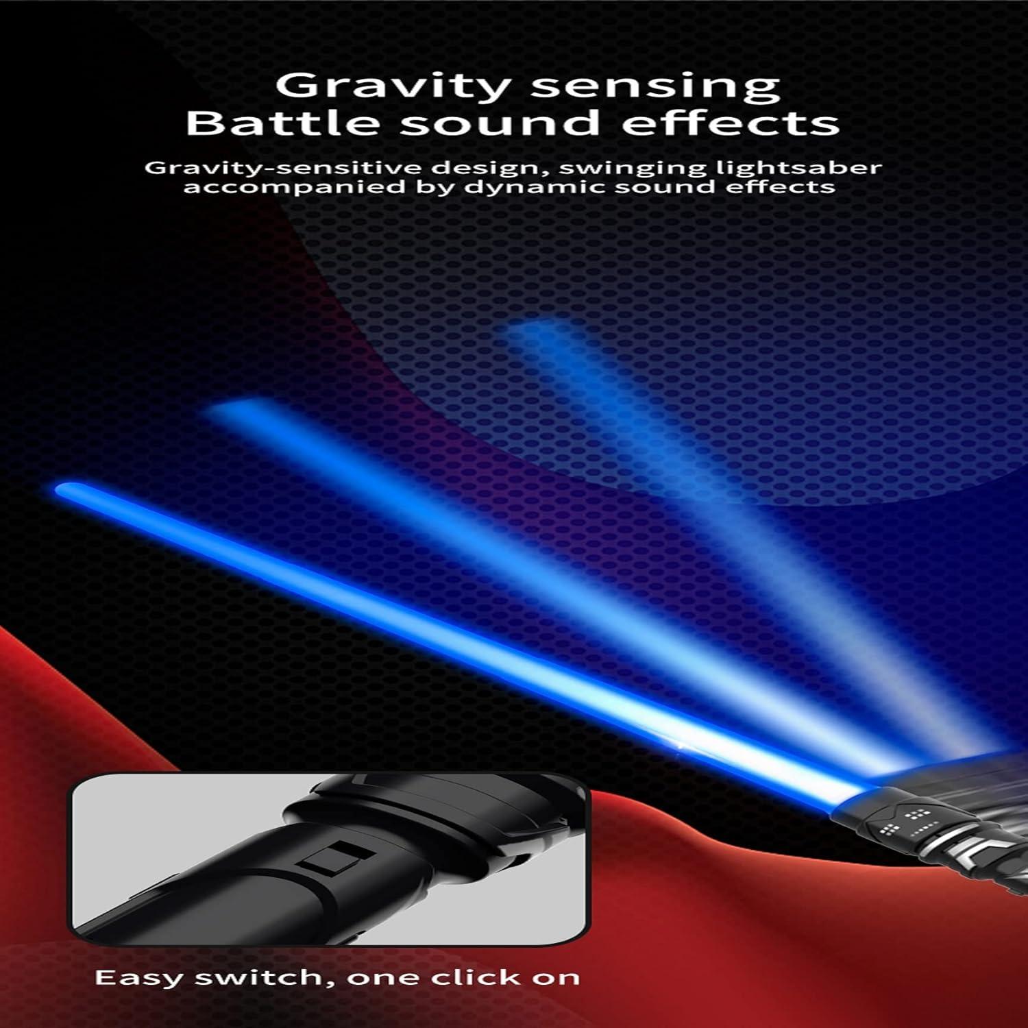 2-In-1 Light Swords - 2 PCS LED Dual Swords with FX Sound & Telescopic Handle for Kid - 7 Colors Expandable Light Swords Set Galaxy War Fighters Warriors for Halloween Dress Up Parties Xmas Present…