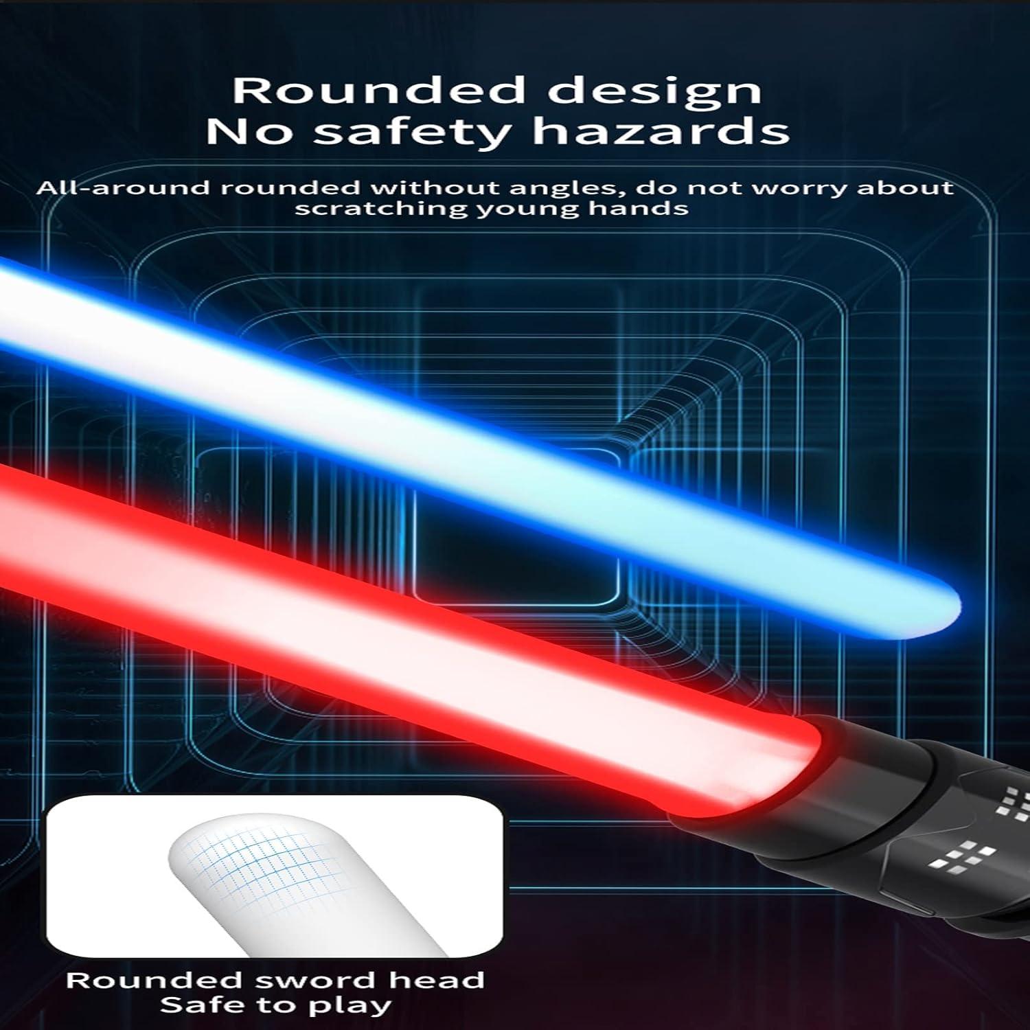 2-In-1 Light Swords - 2 PCS LED Dual Swords with FX Sound & Telescopic Handle for Kid - 7 Colors Expandable Light Swords Set Galaxy War Fighters Warriors for Halloween Dress Up Parties Xmas Present…