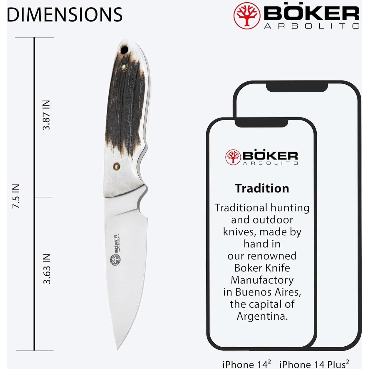 Cuchillo BOKER Pine Creek de Caza con Hoja de Acero T6MoV