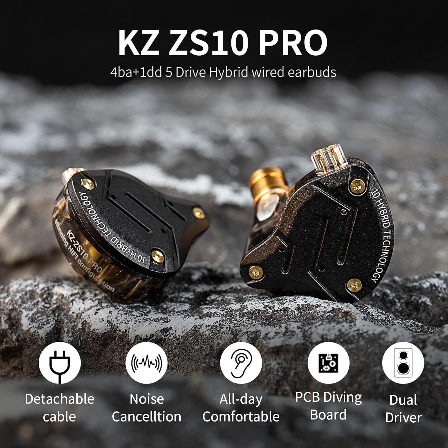 Auriculares KZ ZS10 Pro In-Ear HiFi 4BA 1DD Negro