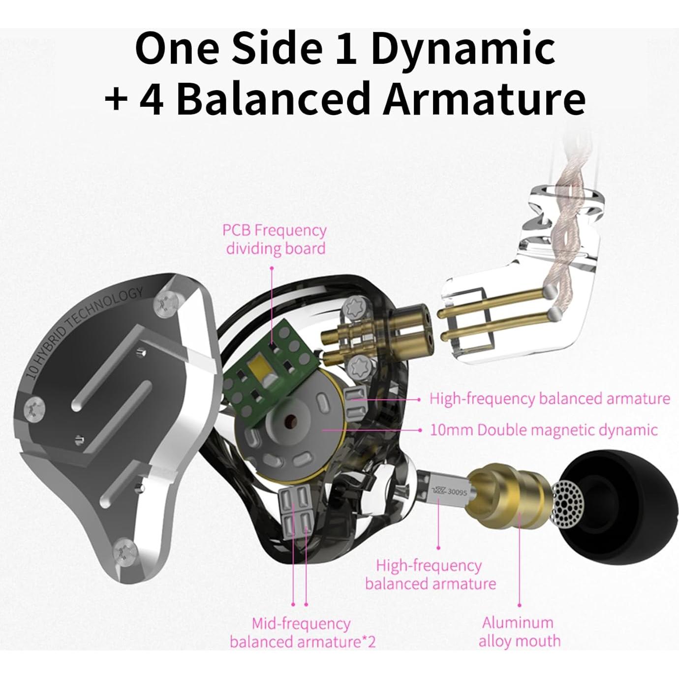 Auriculares KZ ZS10 Pro In-Ear HiFi 4BA 1DD Negro