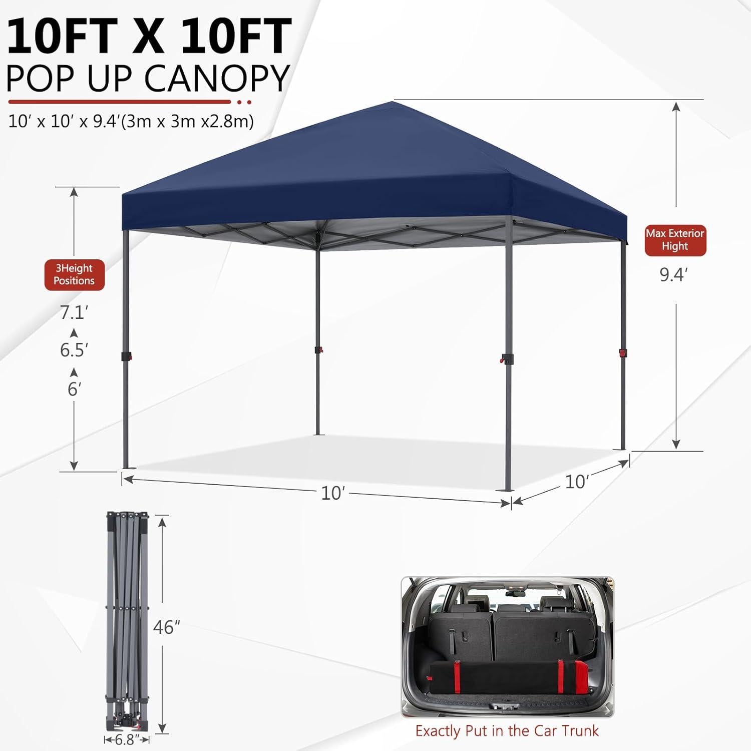 Carpa Plegable ABCCANOPY 3x3m Azul Marino con Protección UV