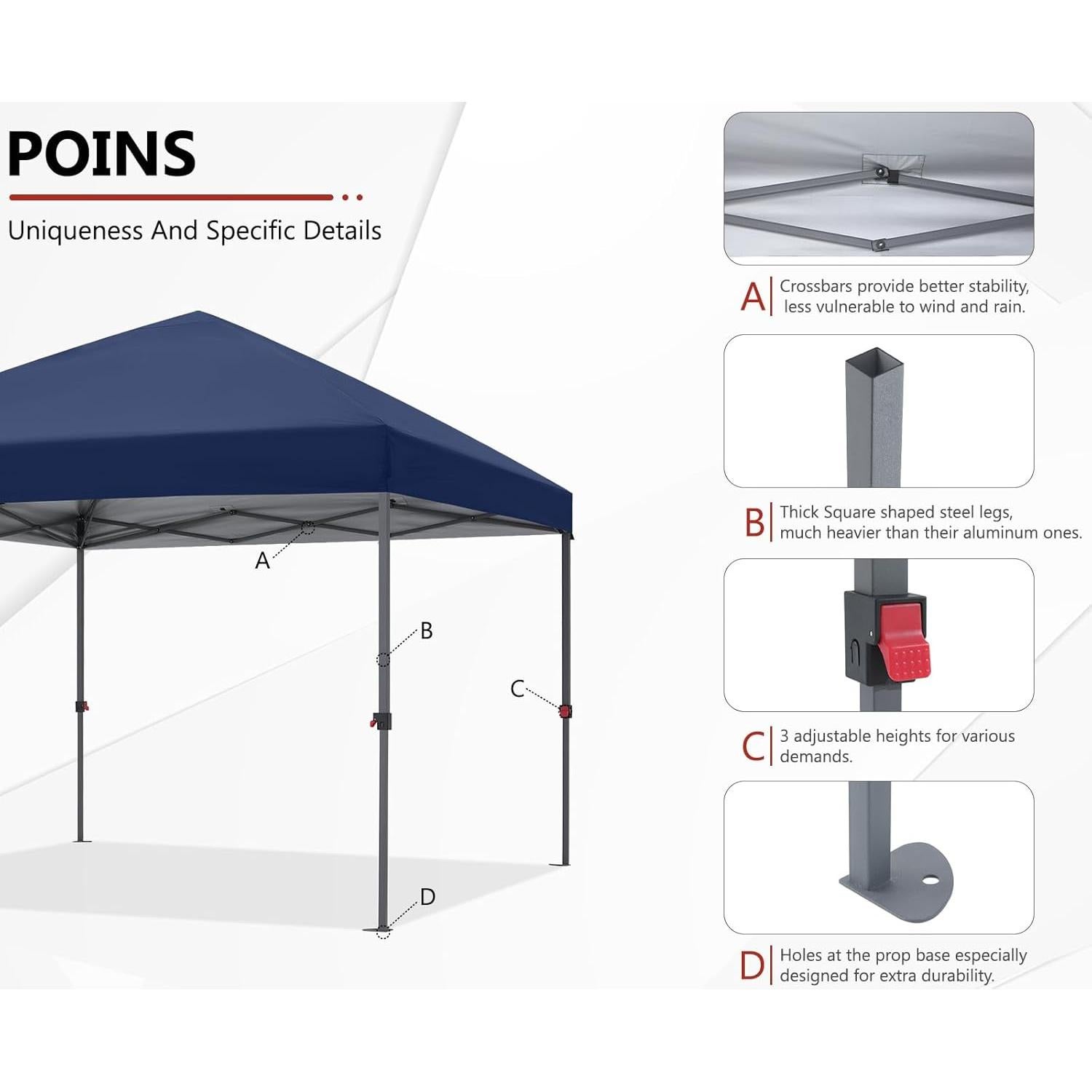 Carpa Plegable ABCCANOPY 3x3m Azul Marino con Protección UV