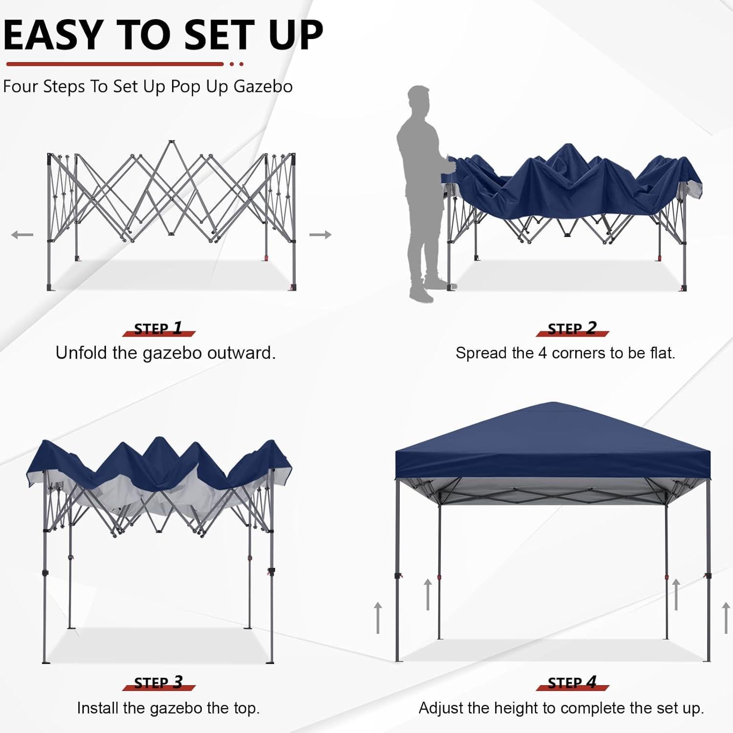 Carpa Plegable ABCCANOPY 3x3m Azul Marino con Protección UV