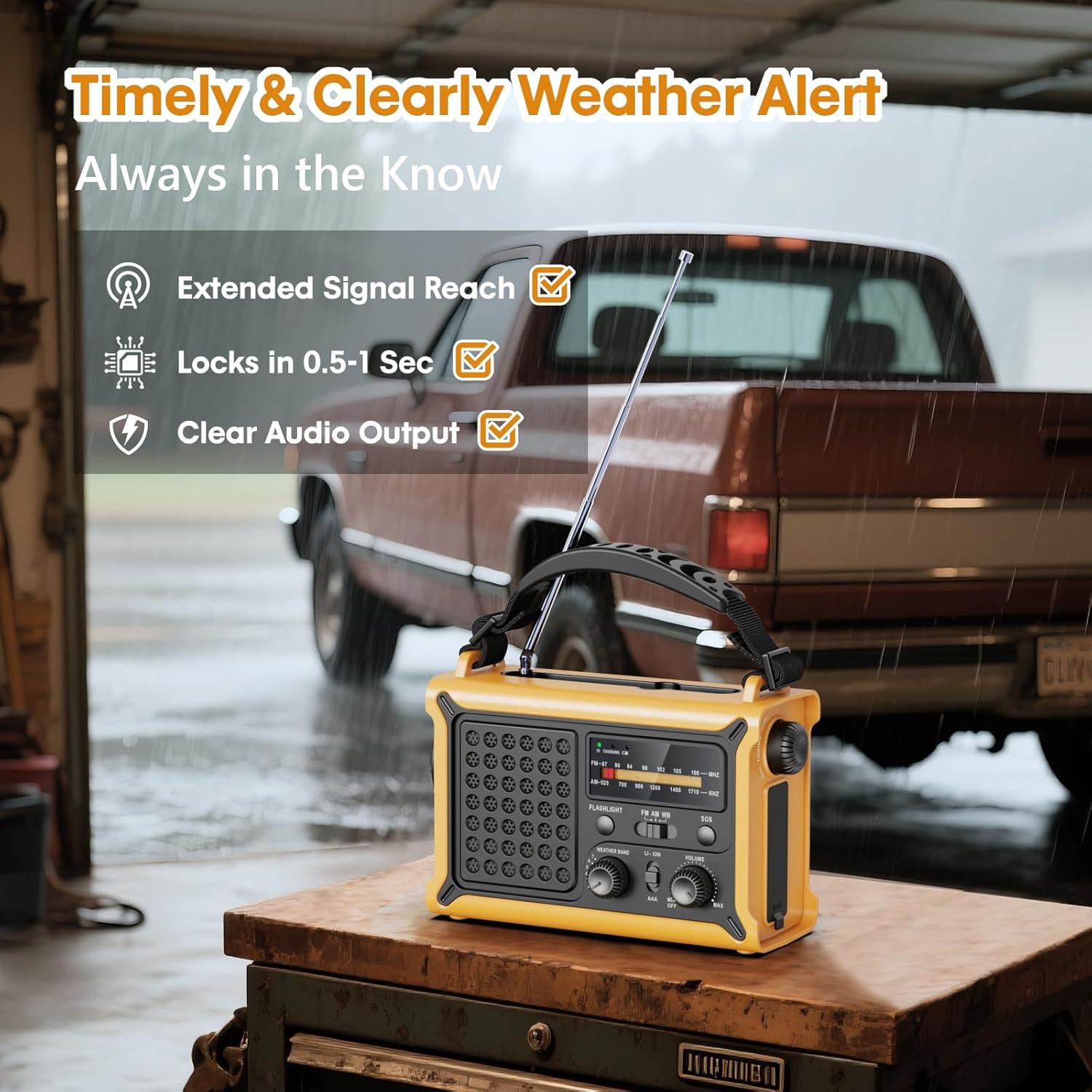 Radio Meteorológica Raynic CR1030 12000mAh Solar y Manivela