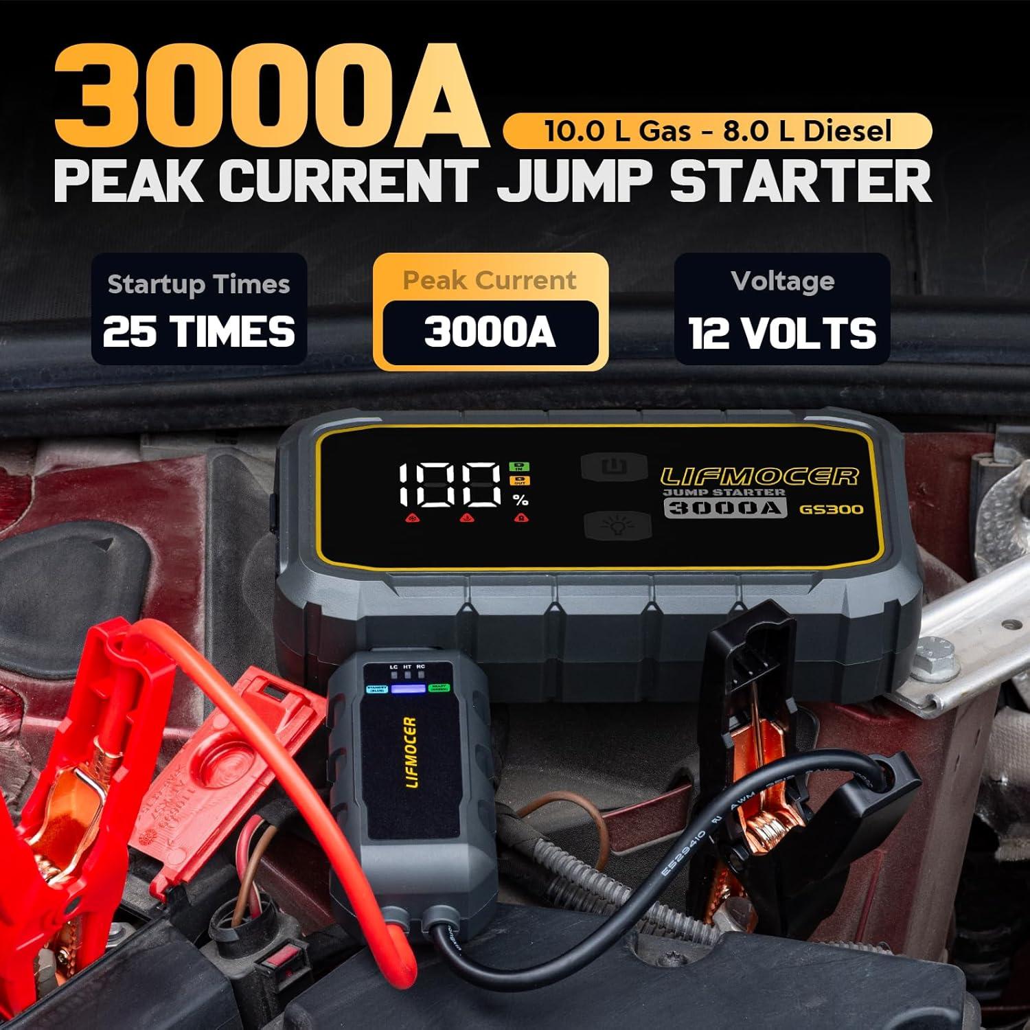 Arrancador de Salto LIFMOCER GS300 - 3000A 12V para Vehículos