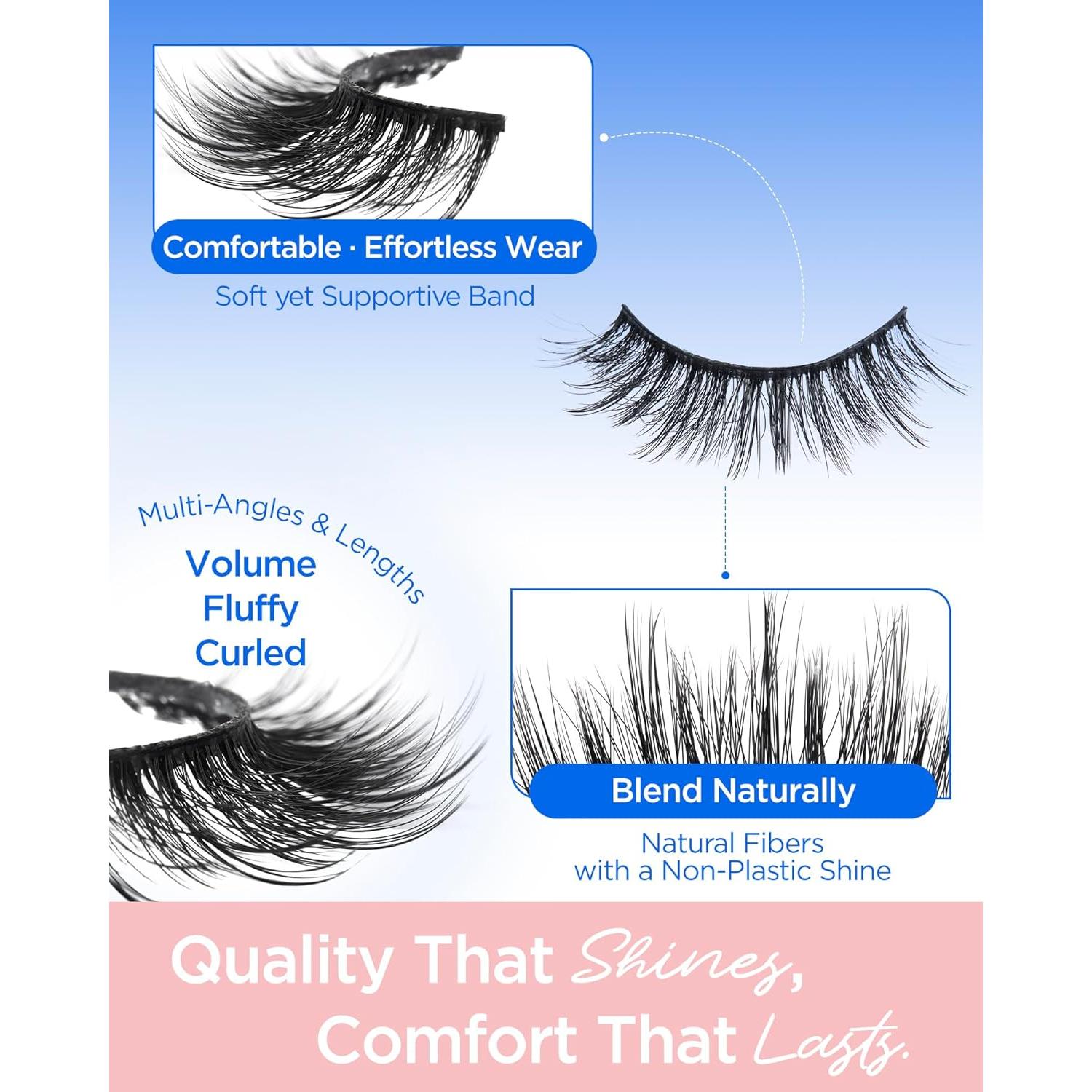 Pestañas Postizas BEYELIAN 14 Paquetes 12-18mm Suaves 3D