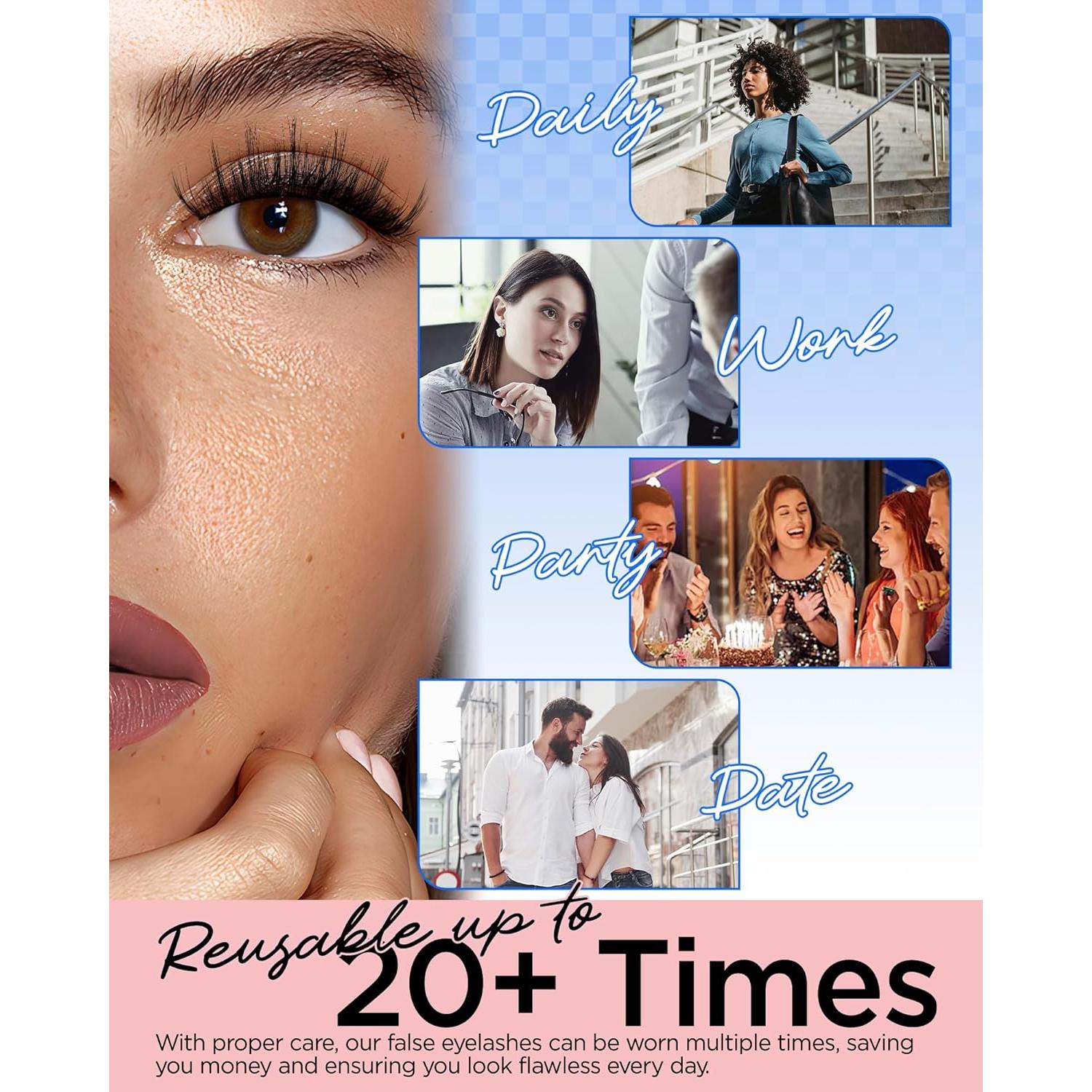 Pestañas Postizas BEYELIAN 14 Paquetes 12-18mm Suaves 3D