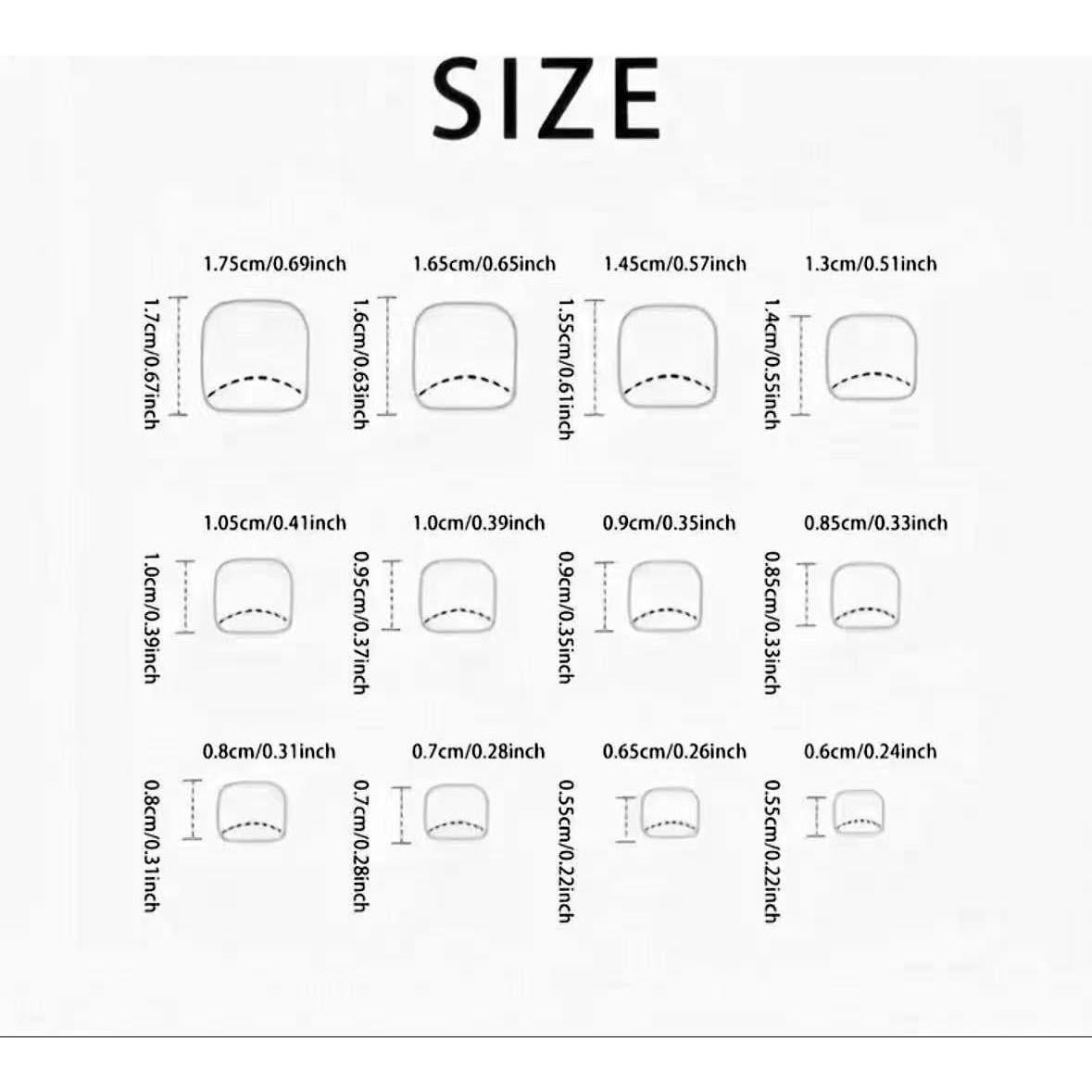 Uñas Postizas para Pies Punta Francesa Negra 24 Piezas