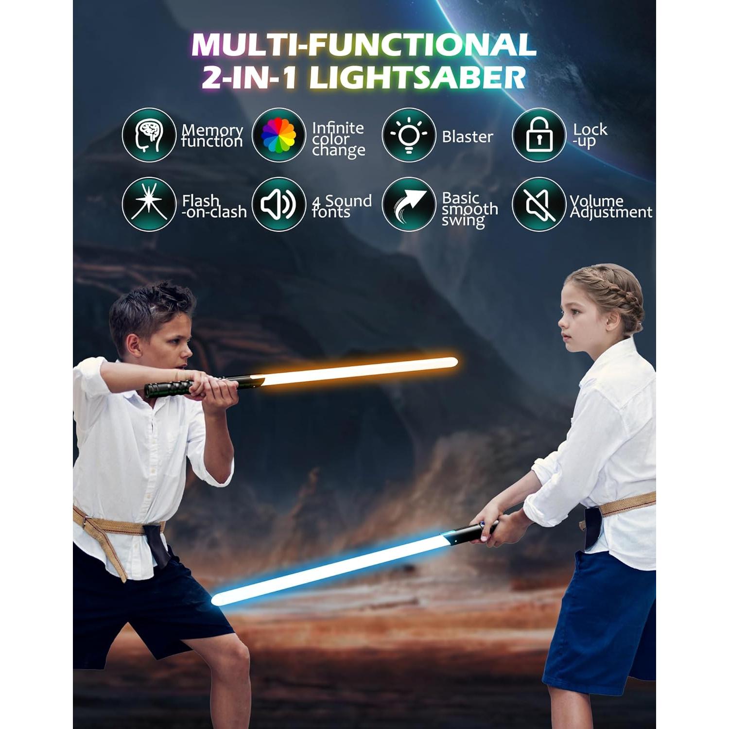 Sable de Luz 2 en 1 X-TREXSABER con 12 Colores y Sonido