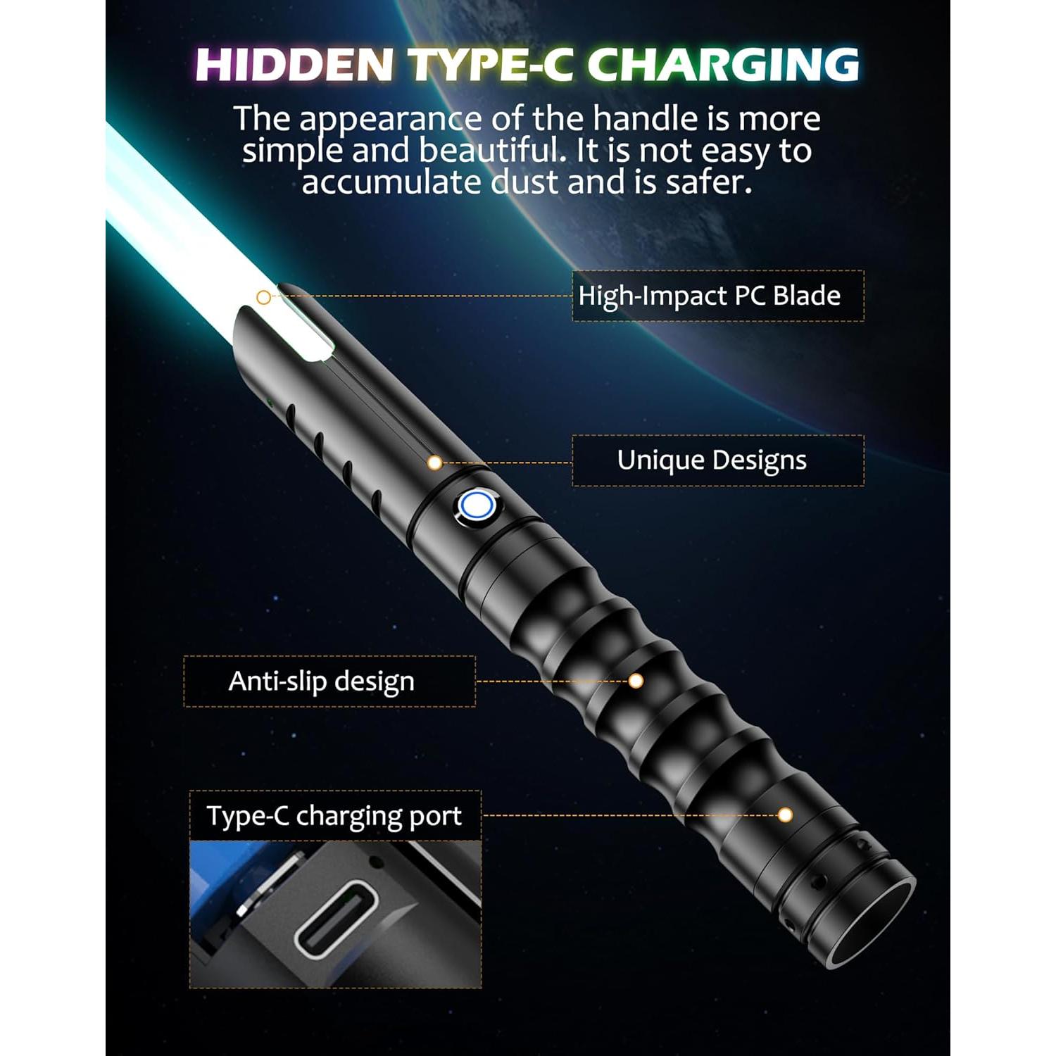 Sable de Luz 2 en 1 X-TREXSABER con 12 Colores y Sonido