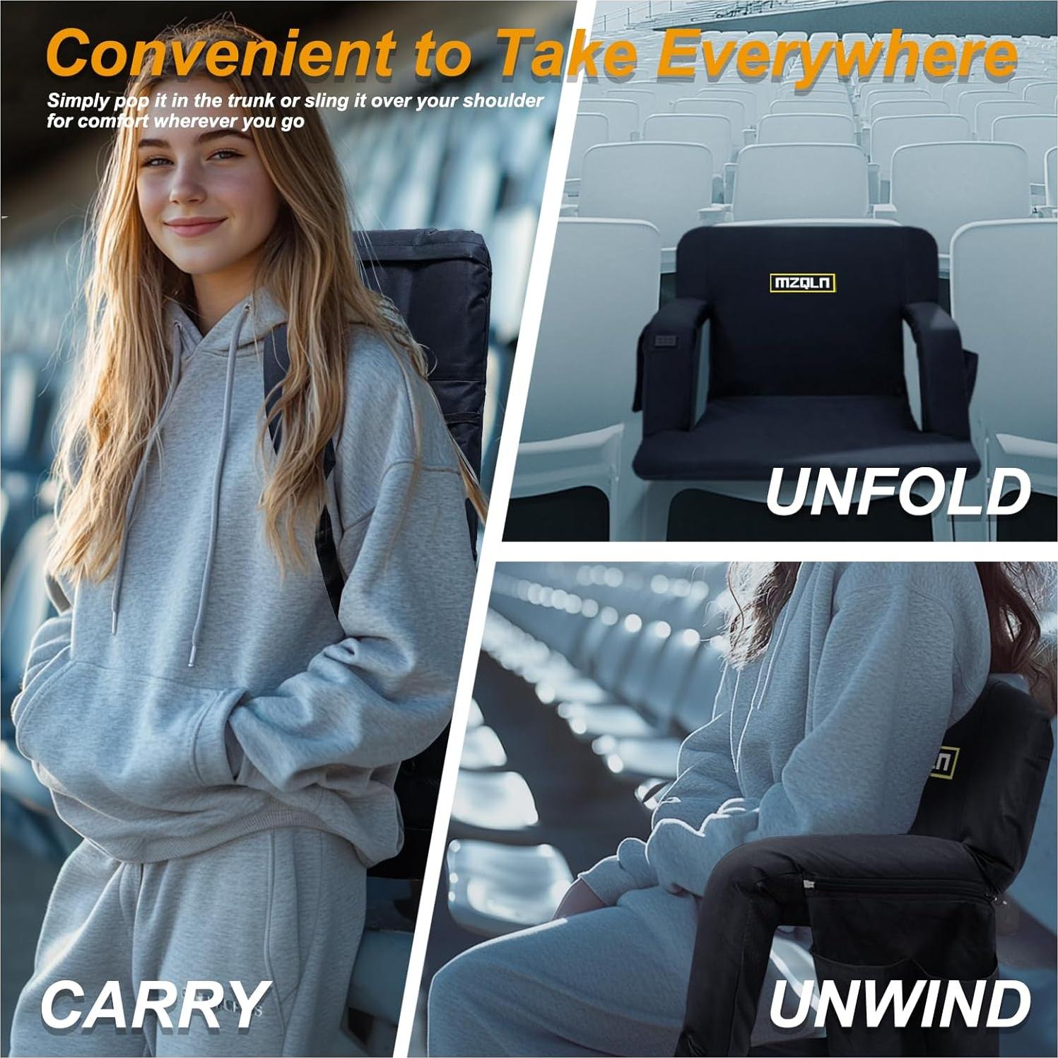 Asiento de Estadio Calentado MZQLN 21" Plegable 10000mAh