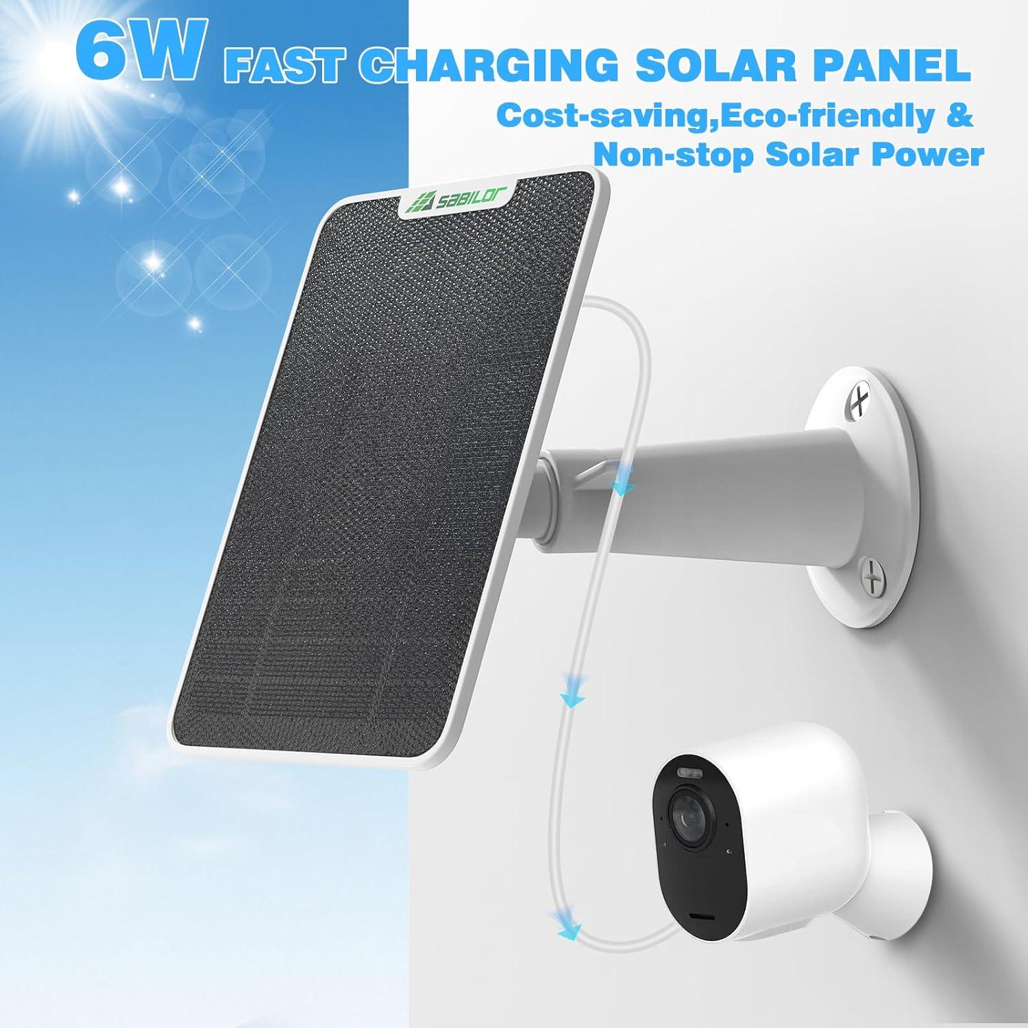 Cargador Solar 6W Sabilor para Cámaras Arlo Pro 5S/4/3/Ultra