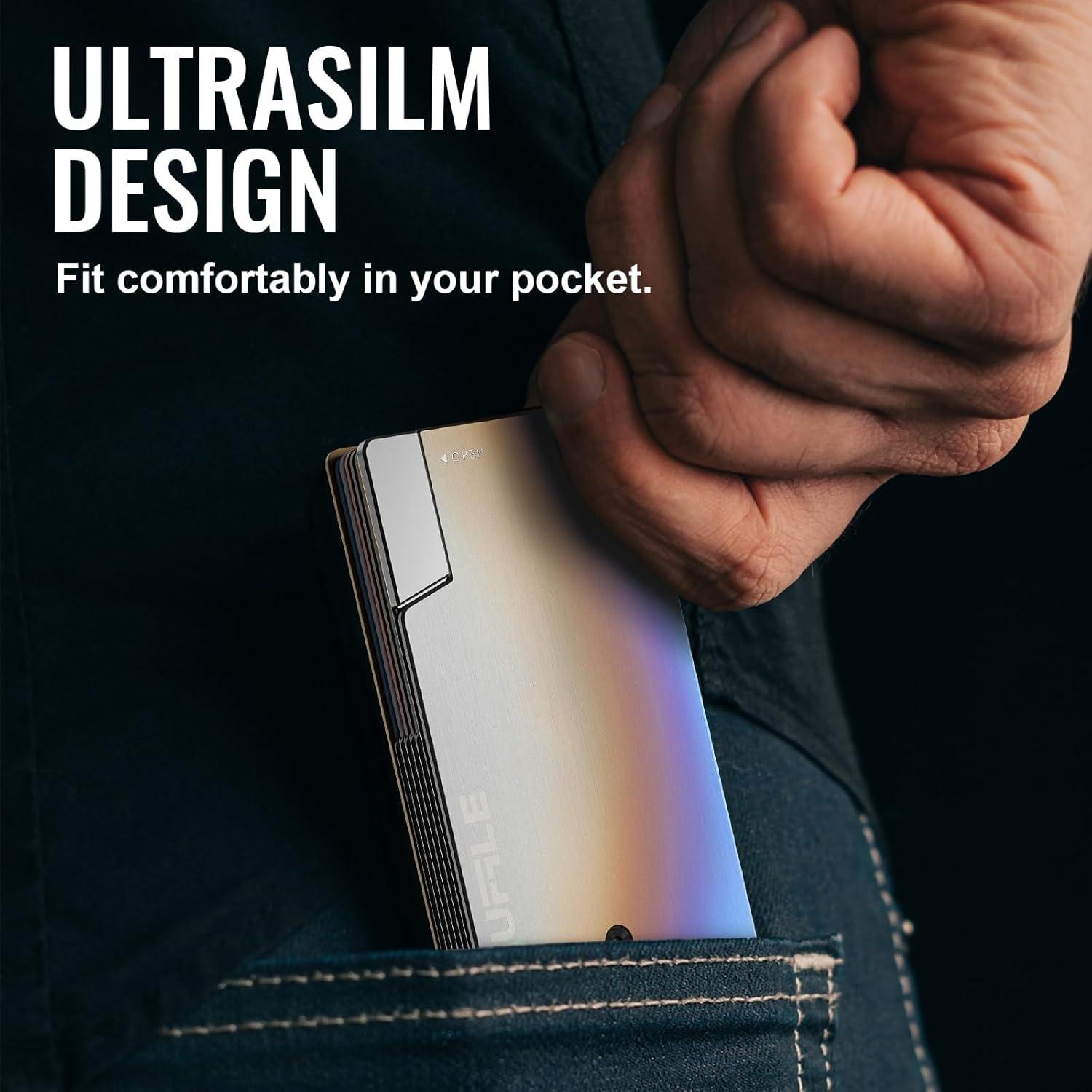 Billetera Shuffle para Hombres Titanio Quemado con Bloqueo RFID