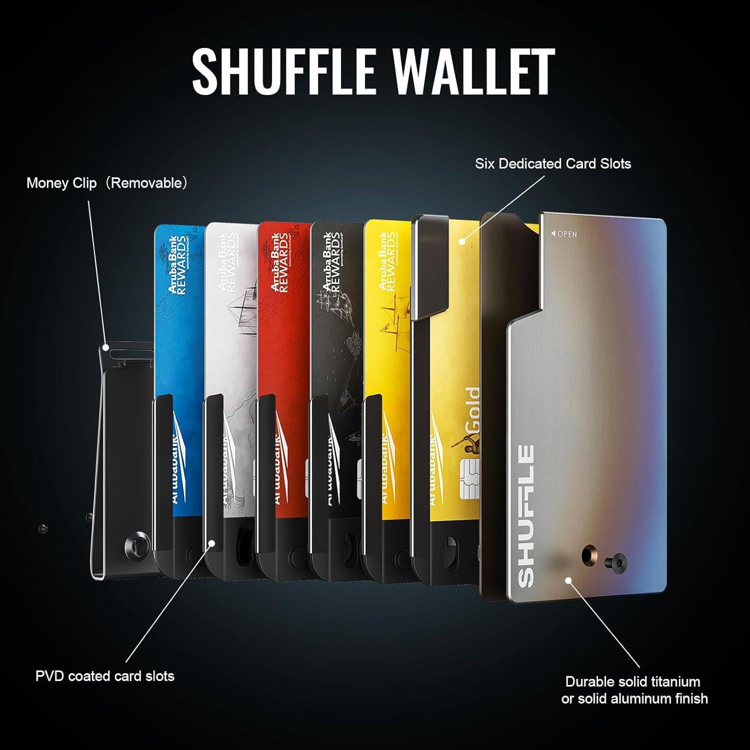 Billetera Shuffle para Hombres Titanio Quemado con Bloqueo RFID
