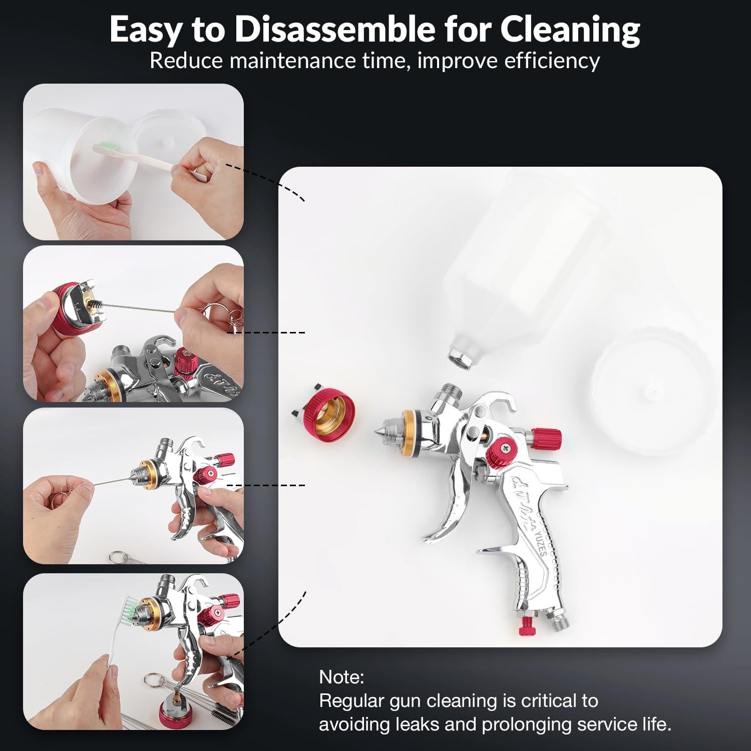 Pistola de Pulverización HVLP YUZES 04 con Boquillas 1.4/1.7/2.0mm