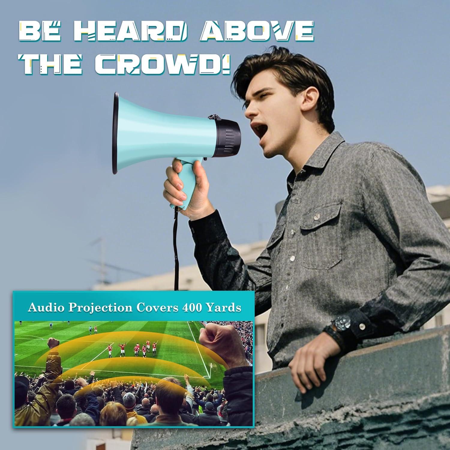 Megáfono Portátil MyMealivos 20W con Sirena y Grabación Verde