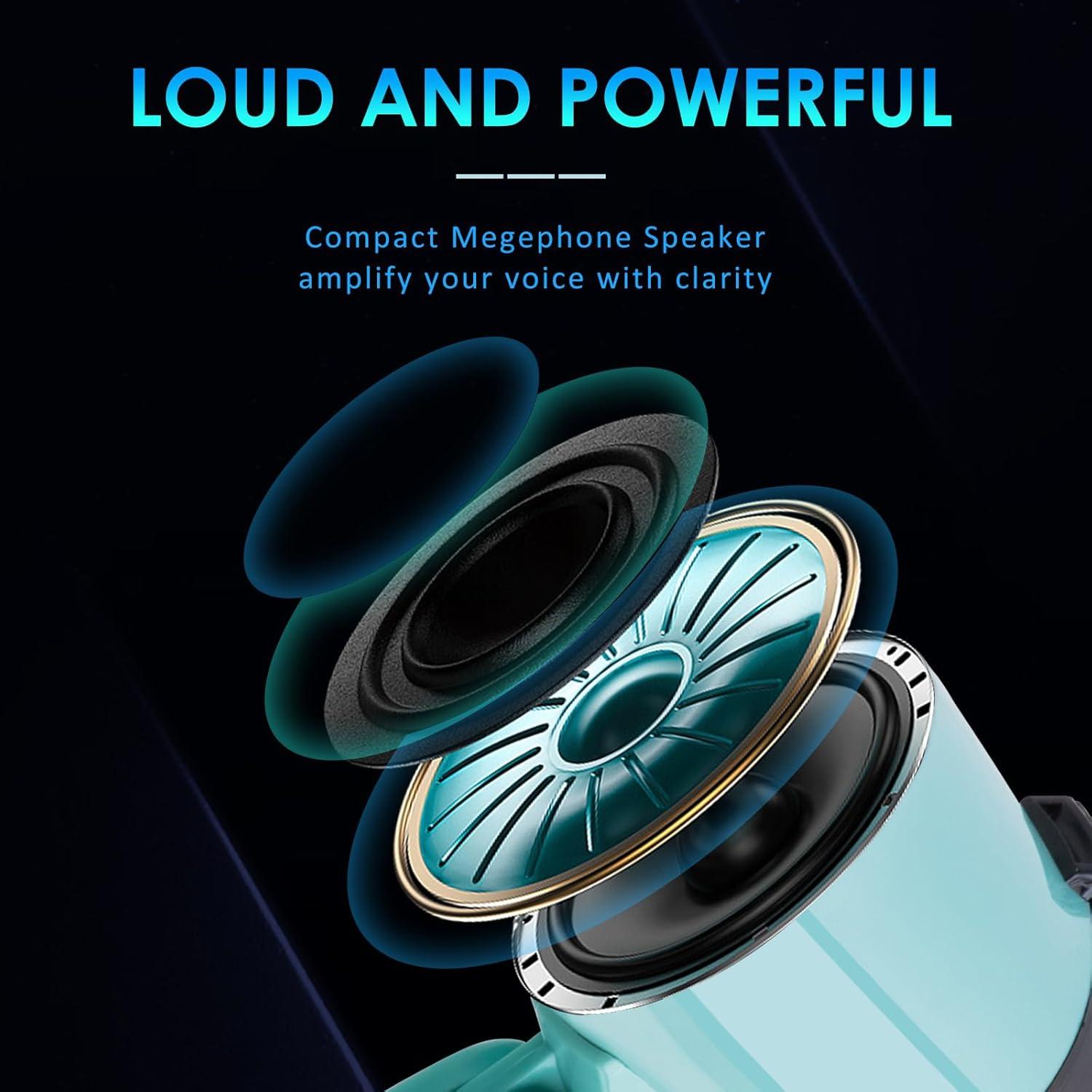 Megáfono Portátil MyMealivos 20W con Sirena y Grabación Verde