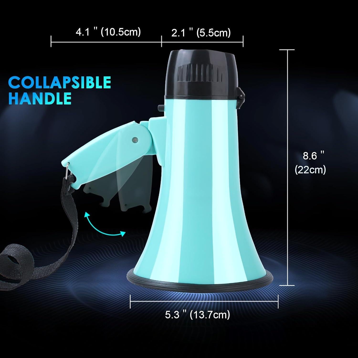 Megáfono Portátil MyMealivos 20W con Sirena y Grabación Verde