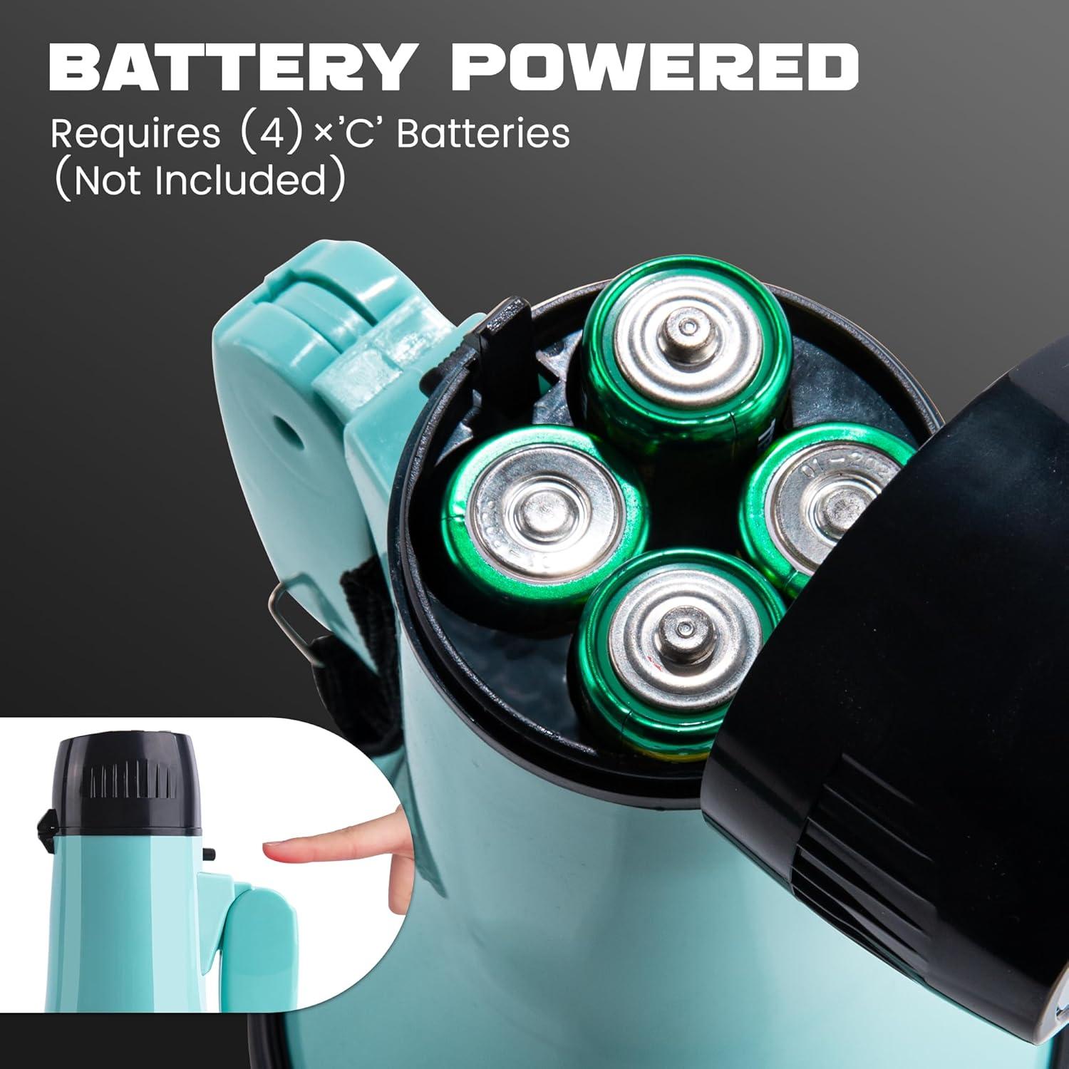 Megáfono Portátil MyMealivos 20W con Sirena y Grabación Verde