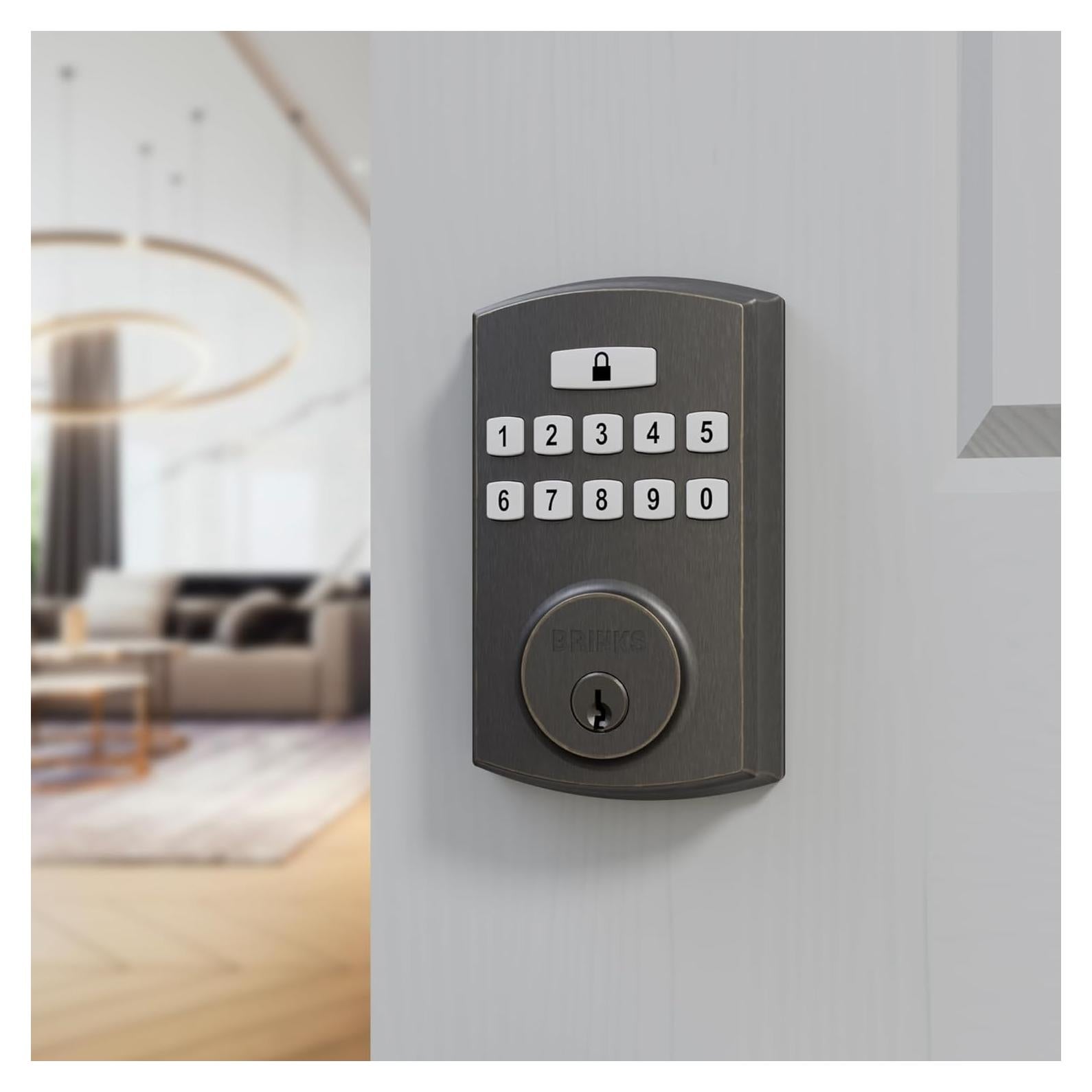 Cerradura Electrónica de Perno Brinks 4390, Alta Seguridad, Bronce Toscano