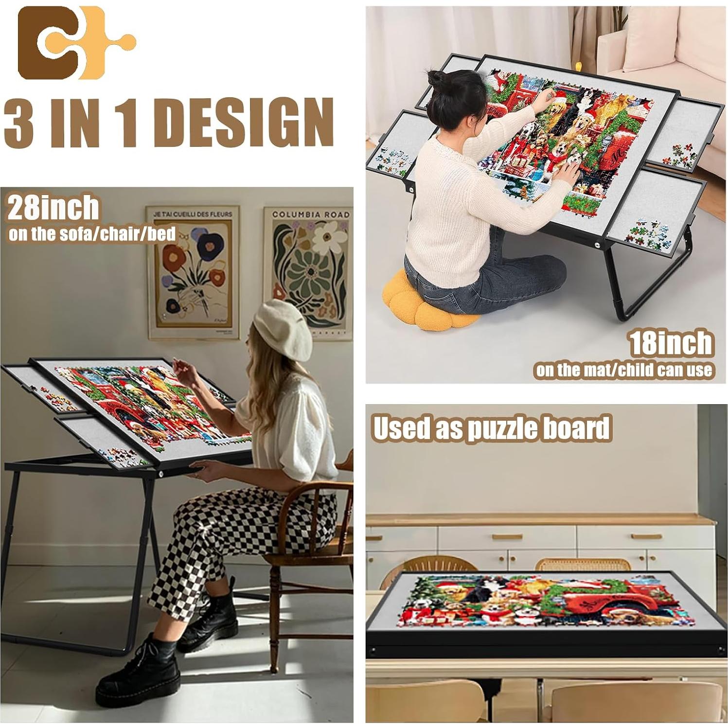 Mesa de Rompecabezas Plegable Doerpuz LHJGK-hei 3 en 1