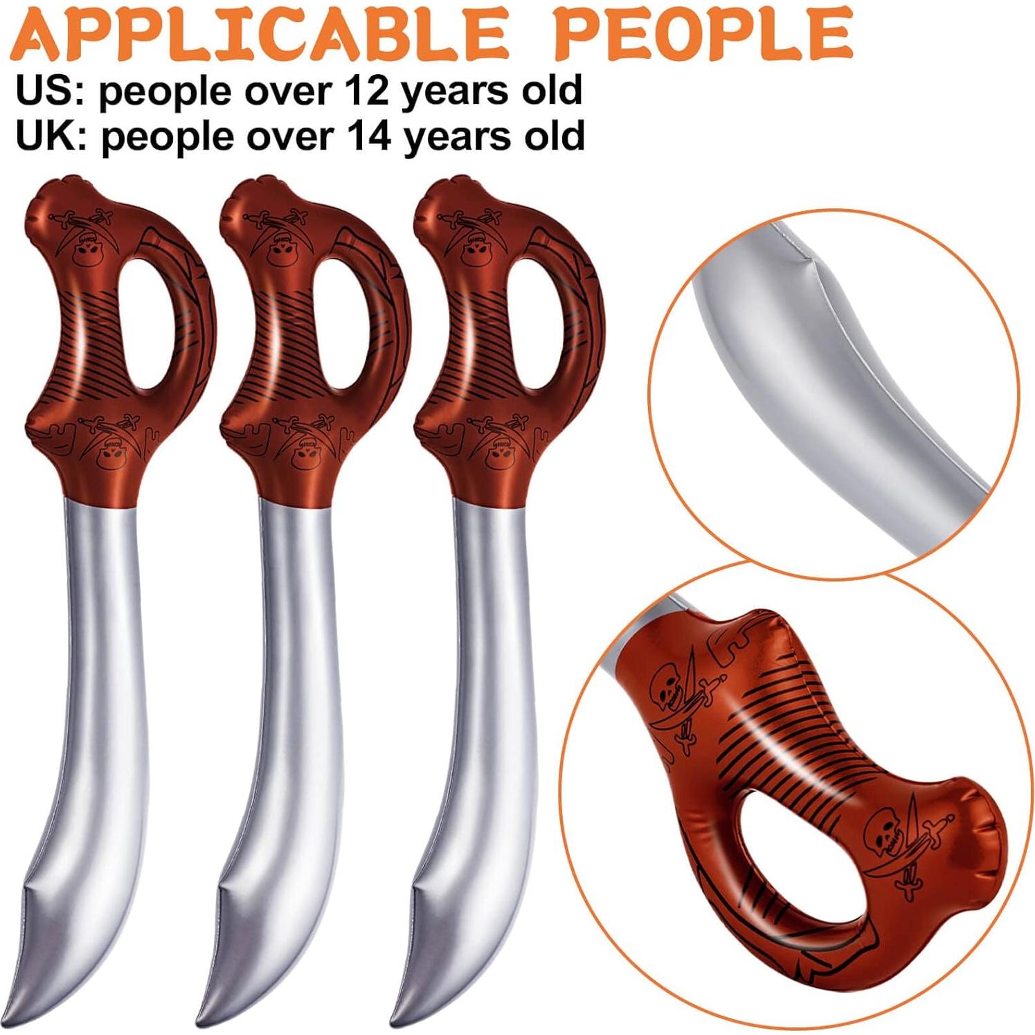 12 Espadas Pirata Inflables ZAUONTW 58 cm Juguetes Fiesta