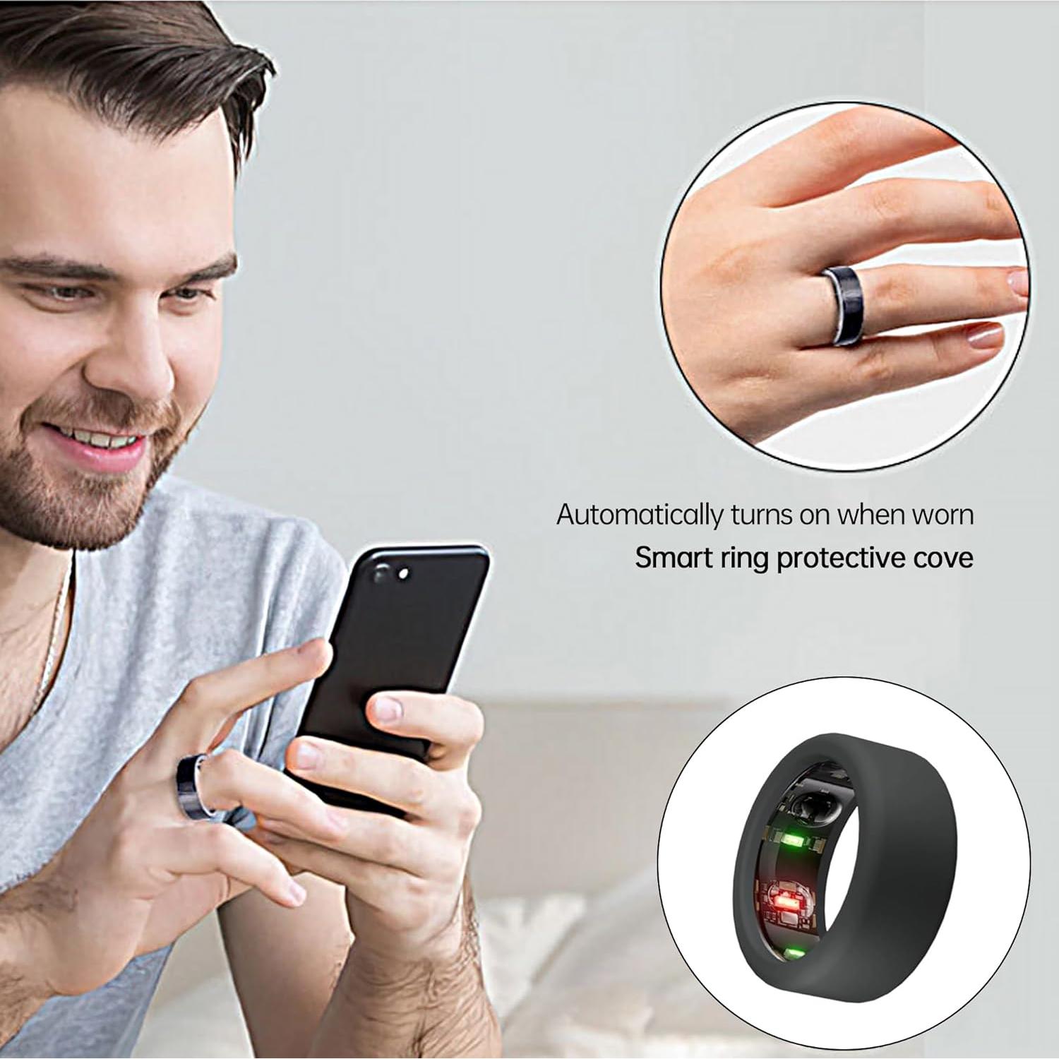 Silicone Protector for Oura Ring Gen 3, Elastic Cover for Workouts, 2 Pack for Men & Women, Black+Translucent, S (6/7/8/9/10)