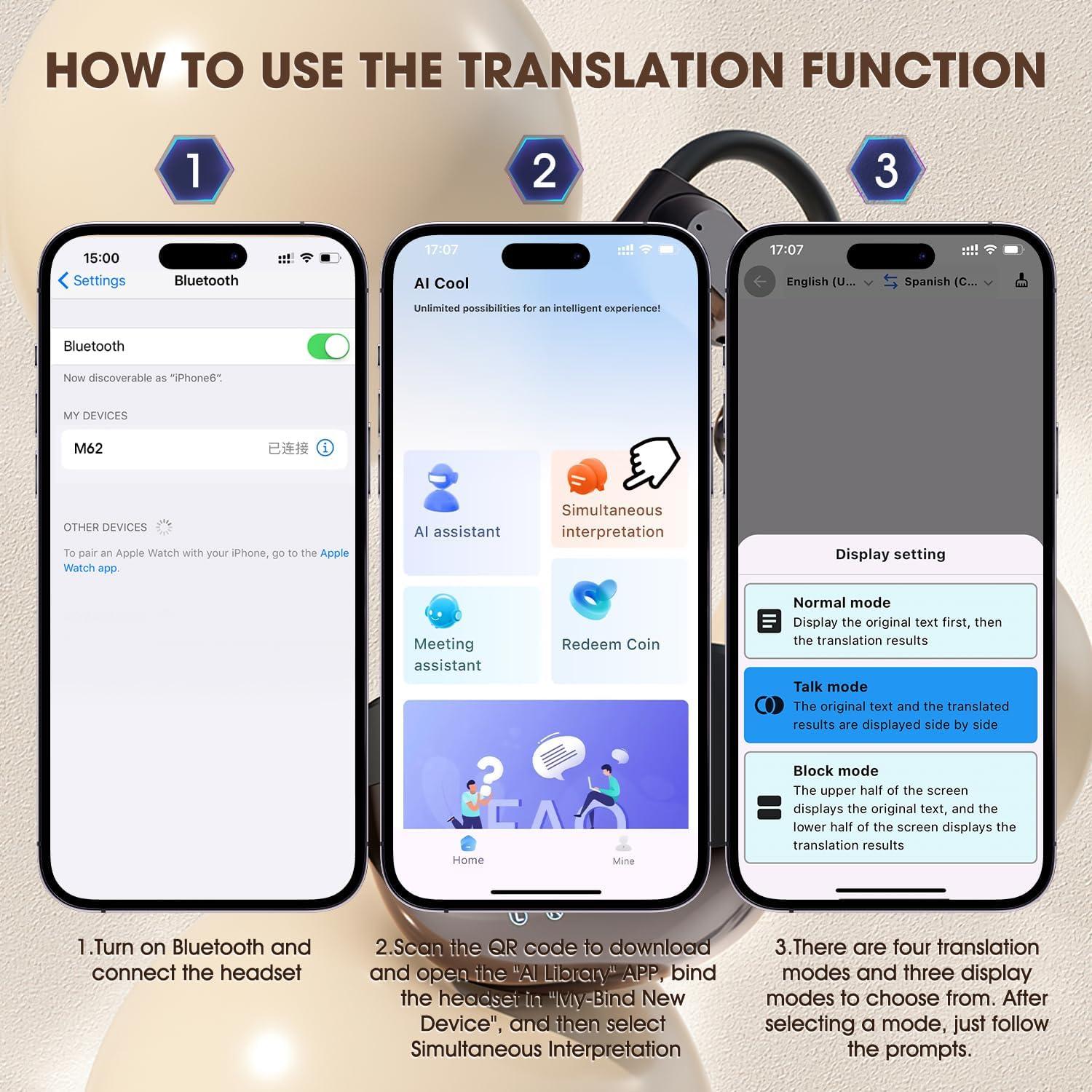 Auriculares de Traducción KOQ 001 Negro 144 Idiomas AI