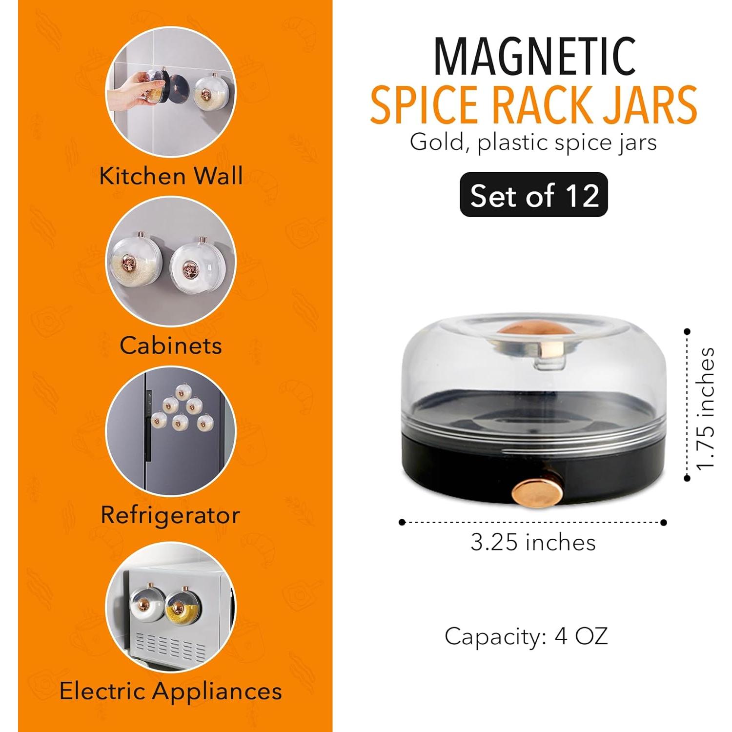 Set de 12 Tarros de Especias Magnéticos TMNovo 113.4 g