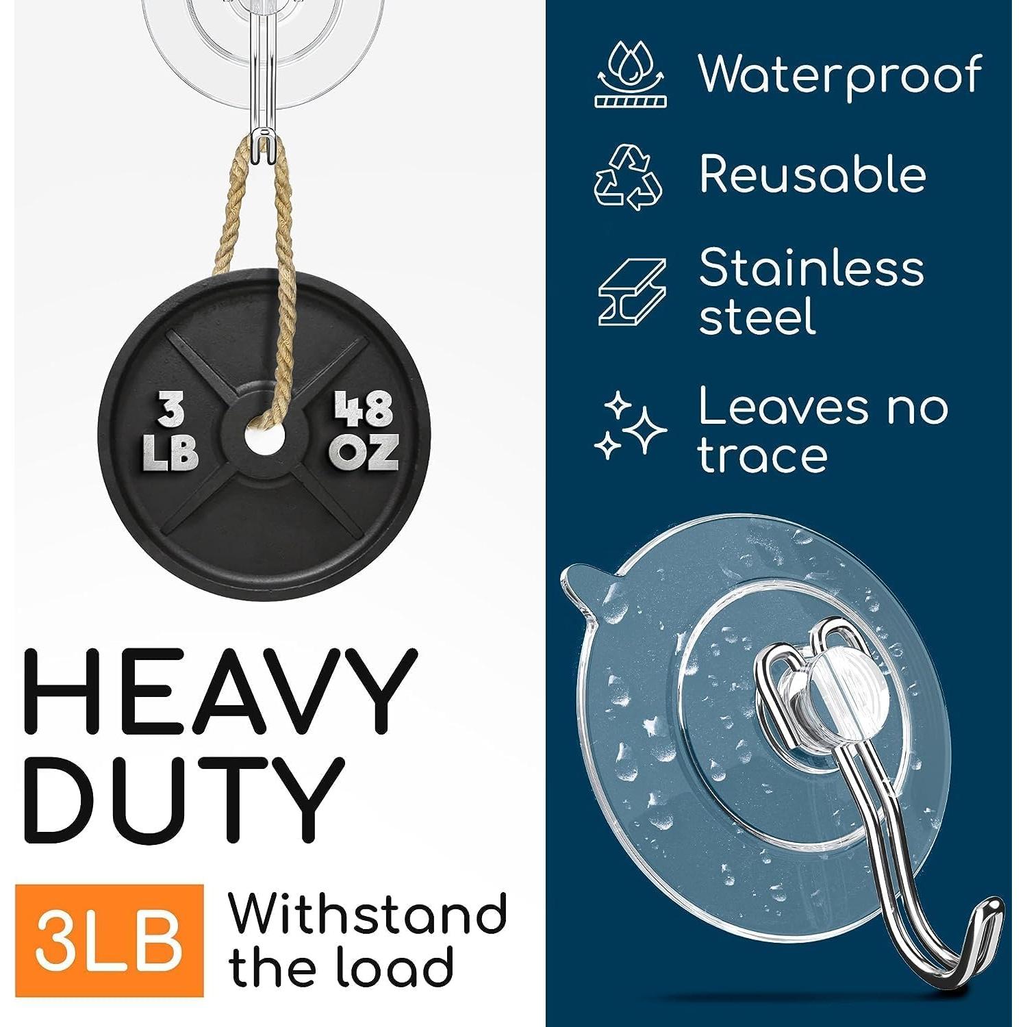 Ganchos de Ventosa GLUIT - 8 Ganchos de Acero Inoxidable