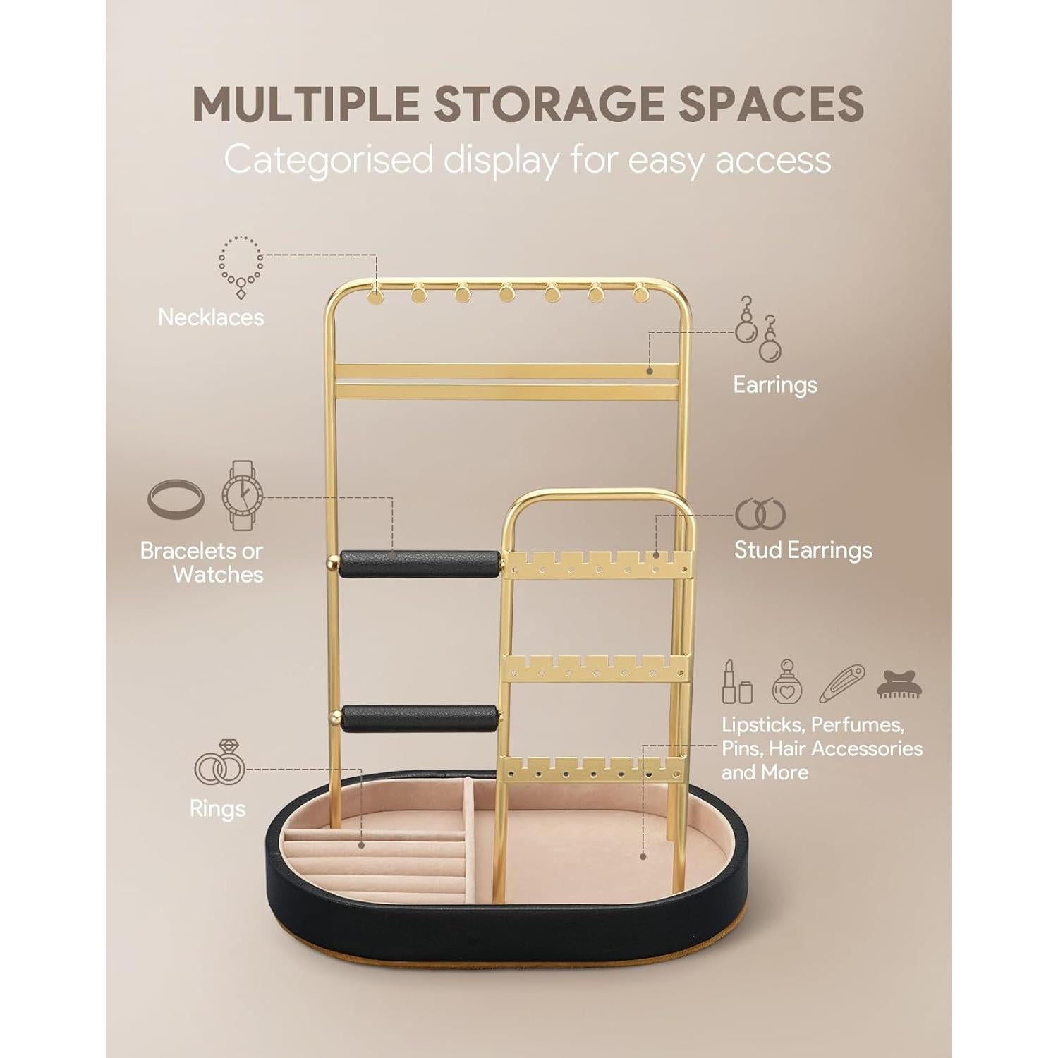 Organizador de Joyería ChuStory Dorado con Terciopelo 31.5 cm