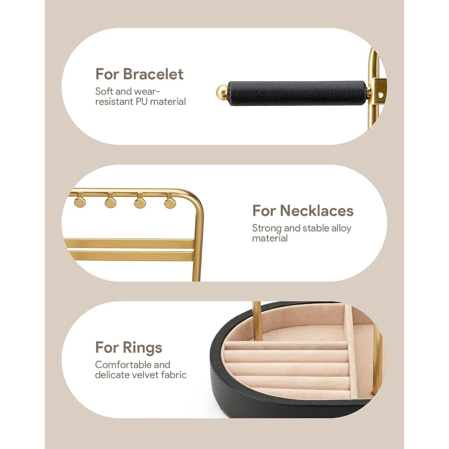 Organizador de Joyería ChuStory Dorado con Terciopelo 31.5 cm