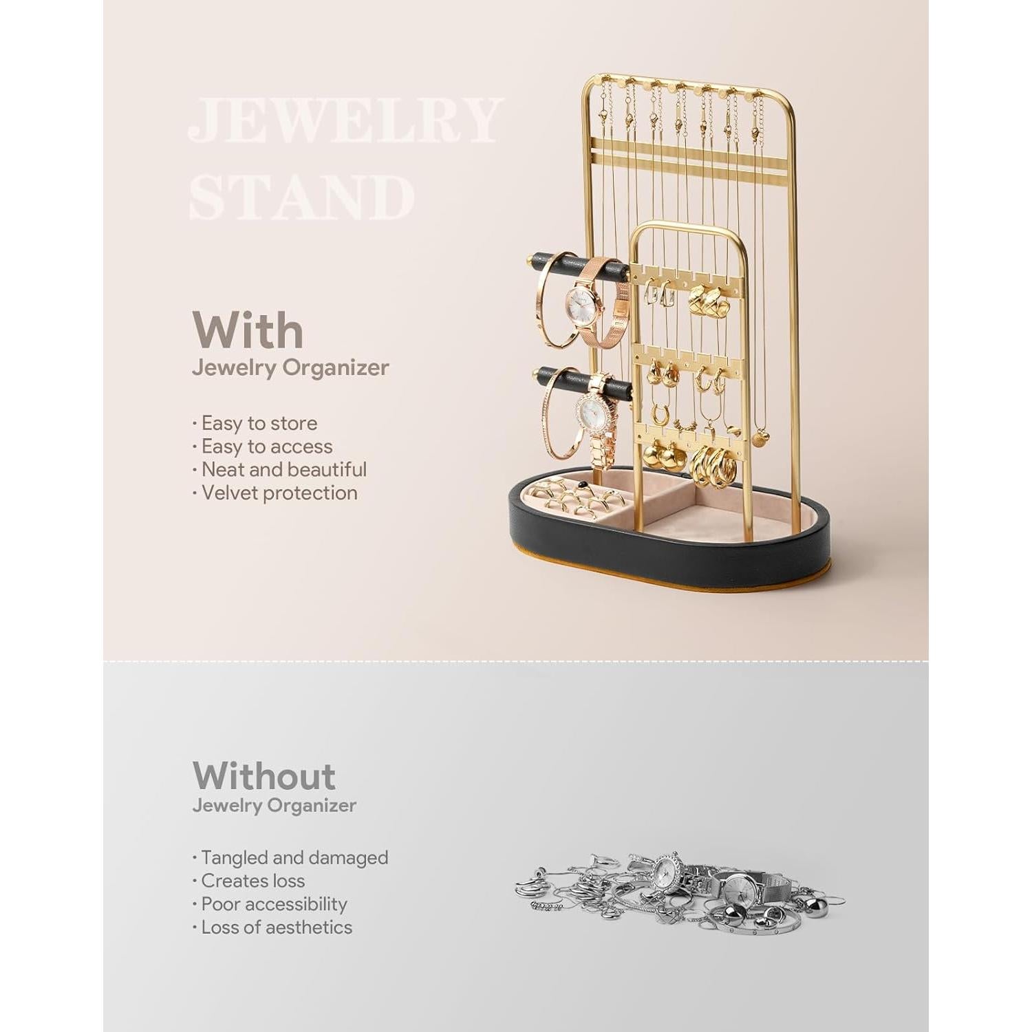 Organizador de Joyería ChuStory Dorado con Terciopelo 31.5 cm